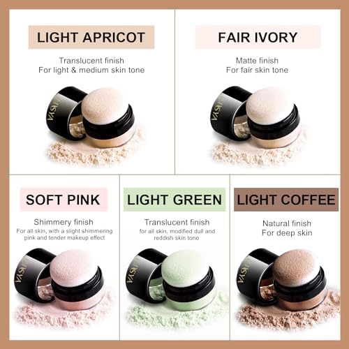 Setting Powder Lightweight Loose Powder Finishing Powder Long-Lasting Face Powder Waterproof with Soft Mushroom Powder Puff & Mirror, Translucent Finish,0.28 Oz (Light Green/Translucent) - Image 5