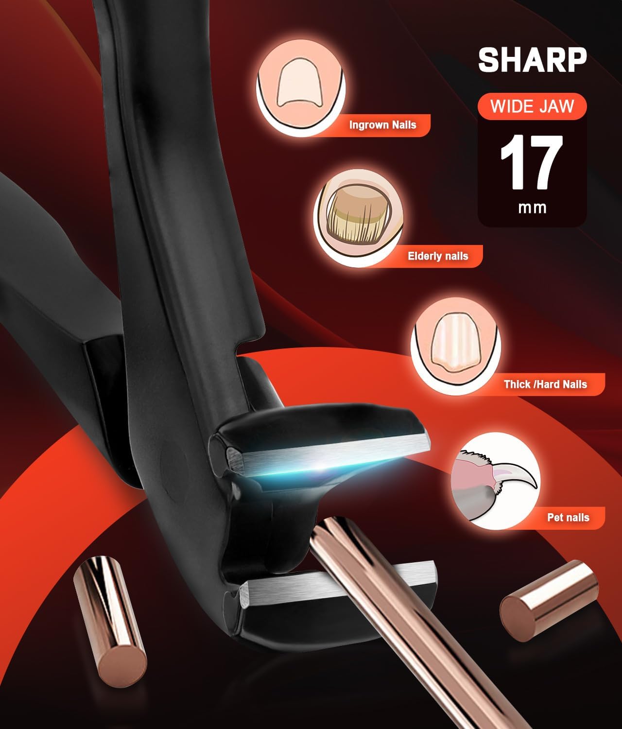 SGNEKOO Long Handle Toenail Clippers for Seniors - Curved Design with Anti-Slip Grip, MIM Technology & Ergonomic Pedicure Tool (No Bending, Easy Trimming for Elderly) - Image 5
