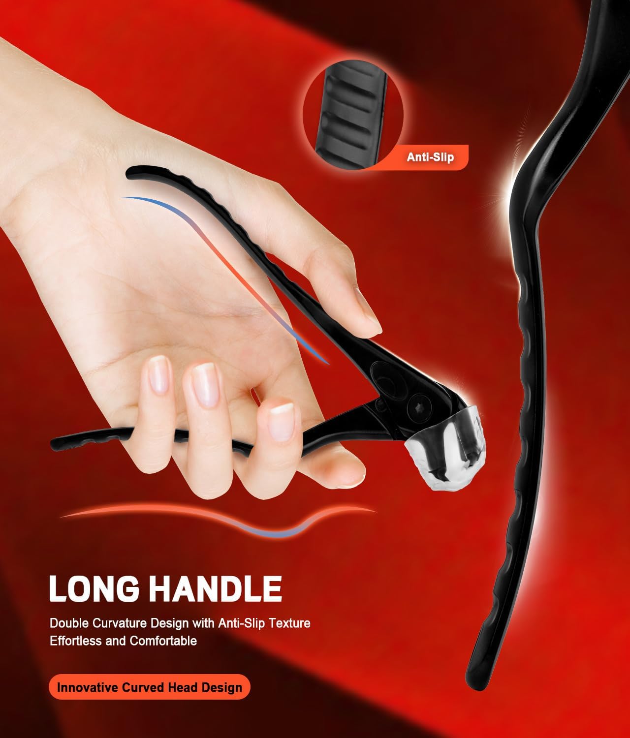 SGNEKOO Long Handle Toenail Clippers for Seniors - Curved Design with Anti-Slip Grip, MIM Technology & Ergonomic Pedicure Tool (No Bending, Easy Trimming for Elderly) - Image 4