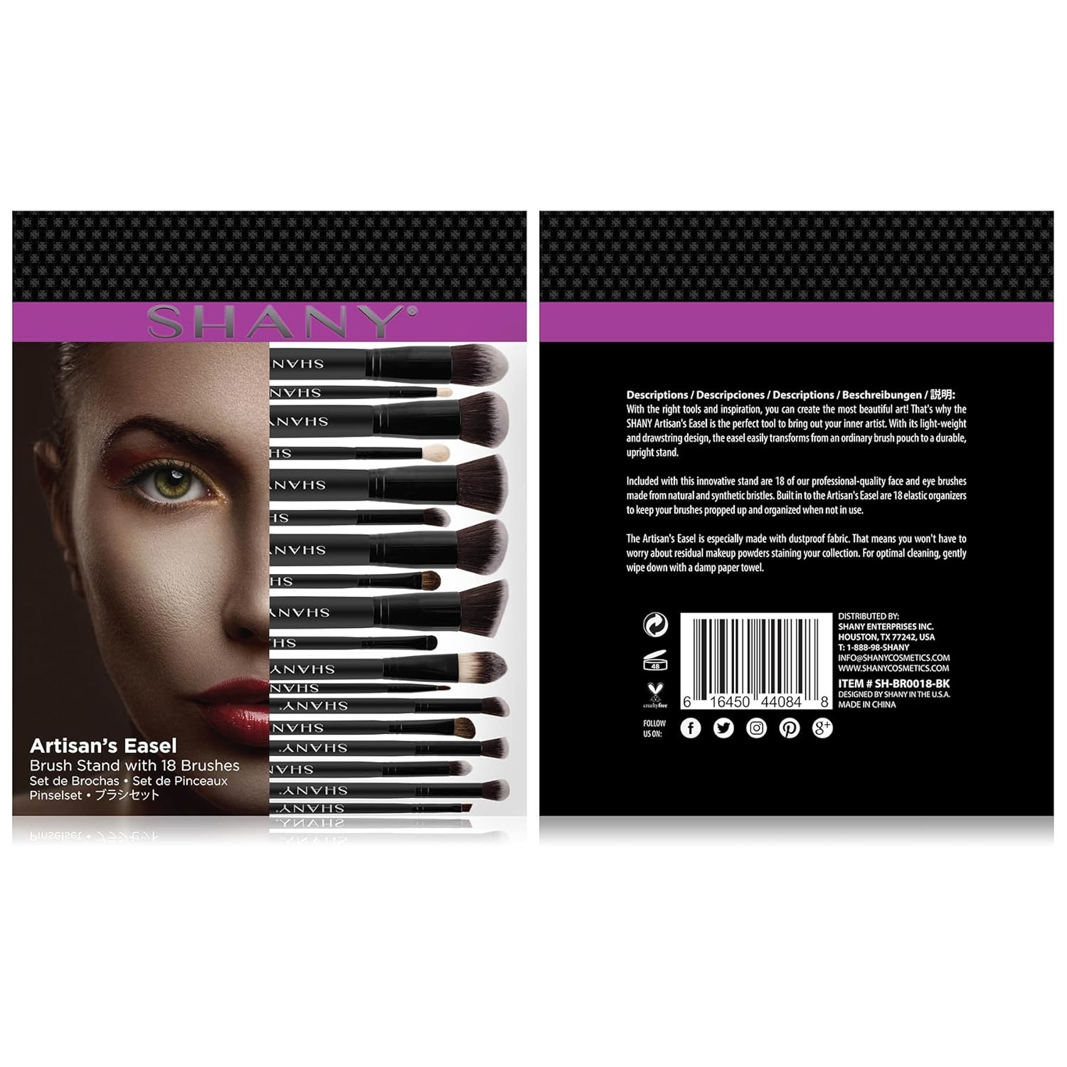 SHANY Makeup Brushes Artisan Easel Elite Cosmetics Make up Brush Set, Complete Kabuki Makeup Brush Set with Standing Convertible Makeup Brush Holder Storage - 18 pcs - Image 5