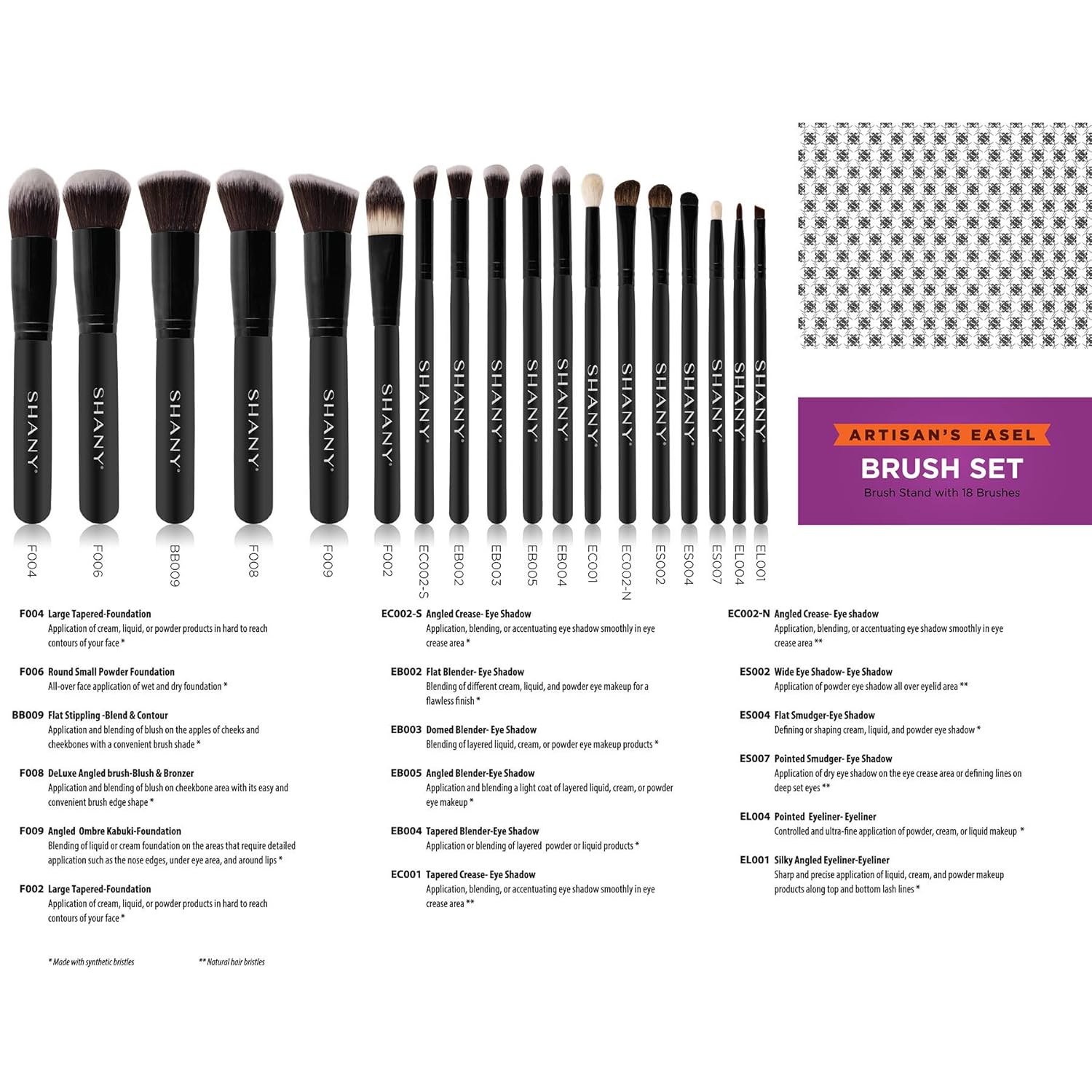 SHANY Makeup Brushes Artisan Easel Elite Cosmetics Make up Brush Set, Complete Kabuki Makeup Brush Set with Standing Convertible Makeup Brush Holder Storage - 18 pcs - Image 6
