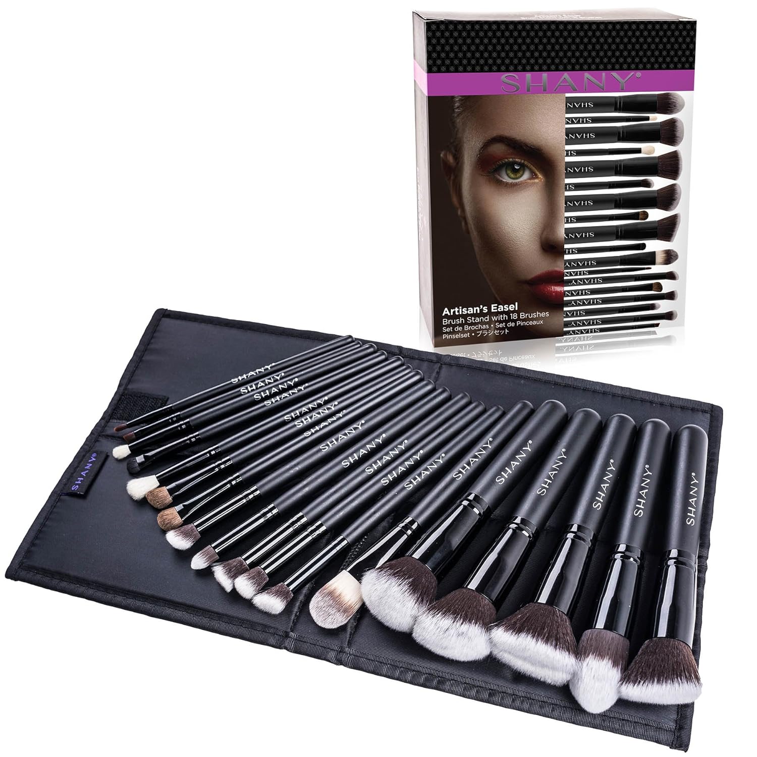 SHANY Makeup Brushes Artisan Easel Elite Cosmetics Make up Brush Set, Complete Kabuki Makeup Brush Set with Standing Convertible Makeup Brush Holder Storage - 18 pcs - Image 2