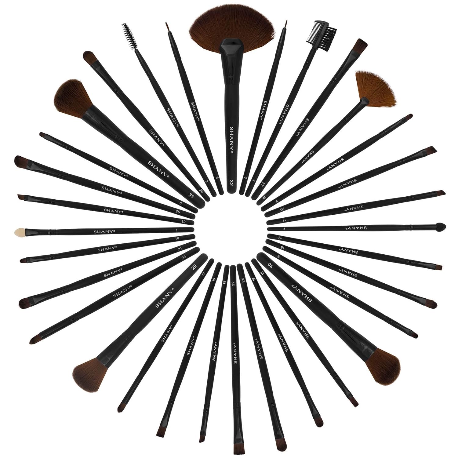 SHANY Makeup Brushes Premium Synthetic Foundation Powder Concealers Eye Shadows Cosmetics Brush Set with Faux Leather Pouch and Instruction sheet, 32 Count - Image 4