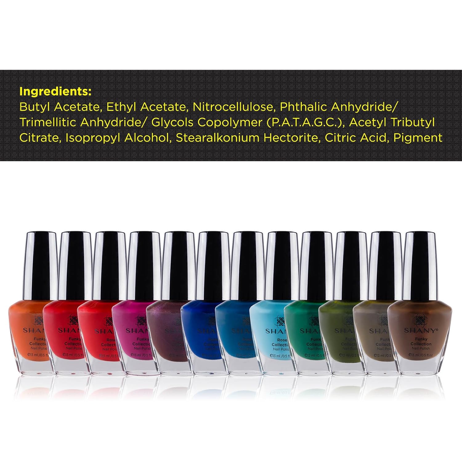 SHANY Nail Polish Set - Nail Lacquer Quick Dry, Full Size, Vibrant, Colorful, Trendy, Semi Glossy, Shimmery, Matte Nail Polish Set - 12 Colors - Funky Collection - Image 3
