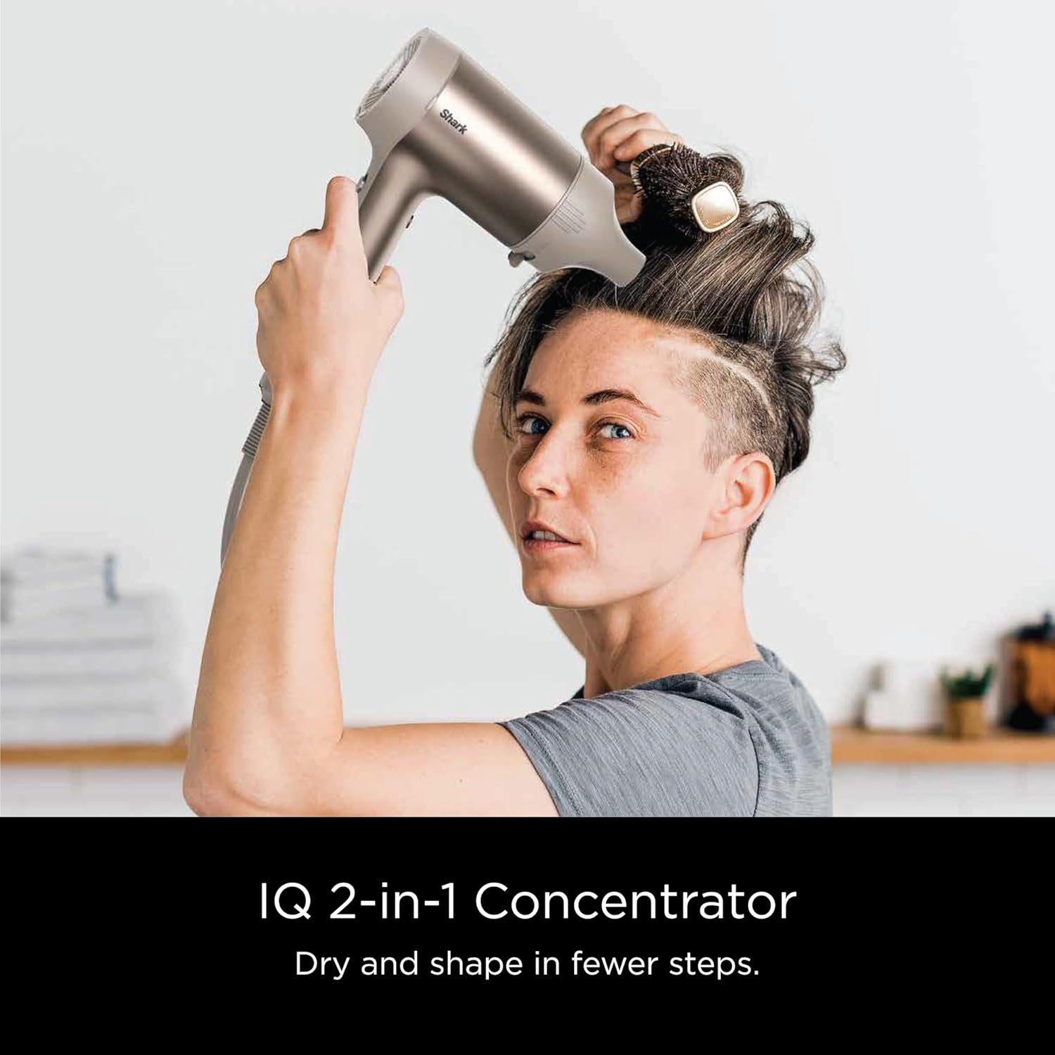 Shark HD112BRN Hair Blow Dryer HyperAIR Ionic Hair Dryer with 2-in-1 Concentrator and Styling Attachments, Auto Presets, Rotatable Hot Air Brush, No Heat Damage, Ionic, Stone - Image 5