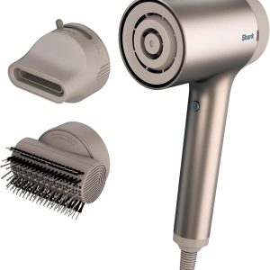 Shark HD112BRN Hair Blow Dryer HyperAIR Ionic Hair Dryer with 2-in-1 Concentrator and Styling Attachments, Auto Presets, Rotatable Hot Air Brush, No Heat Damage, Ionic, Stone