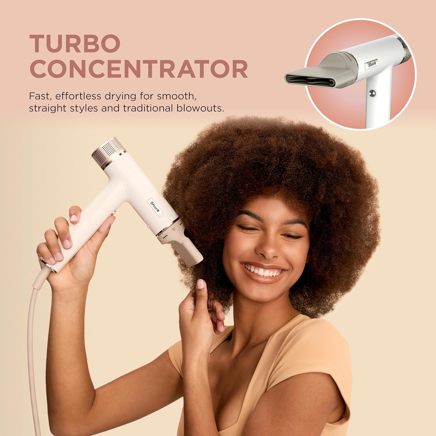 Shark SpeedStyle Essential High-Velocity Dryer with Concentrator, Lightweight, Ionic, No Heat Damage, Best for Straight and Wavy Hair, Silk HD301 - Image 2