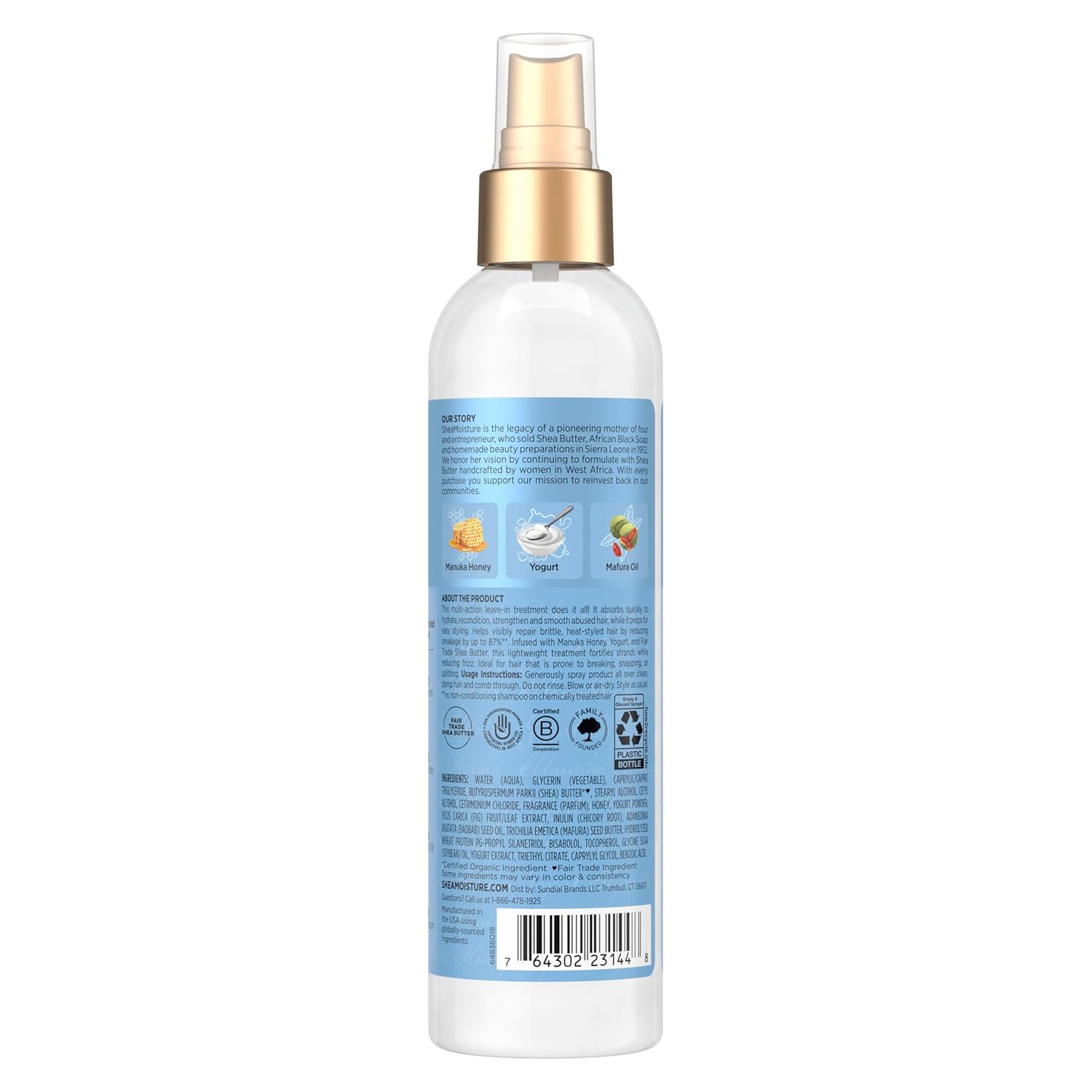 SheaMoisture Multi-Action Leave-In Conditioner Manuka Honey and Yogurt for Damaged Hair Sulfate Free Conditioner Spray 8 oz - Image 2