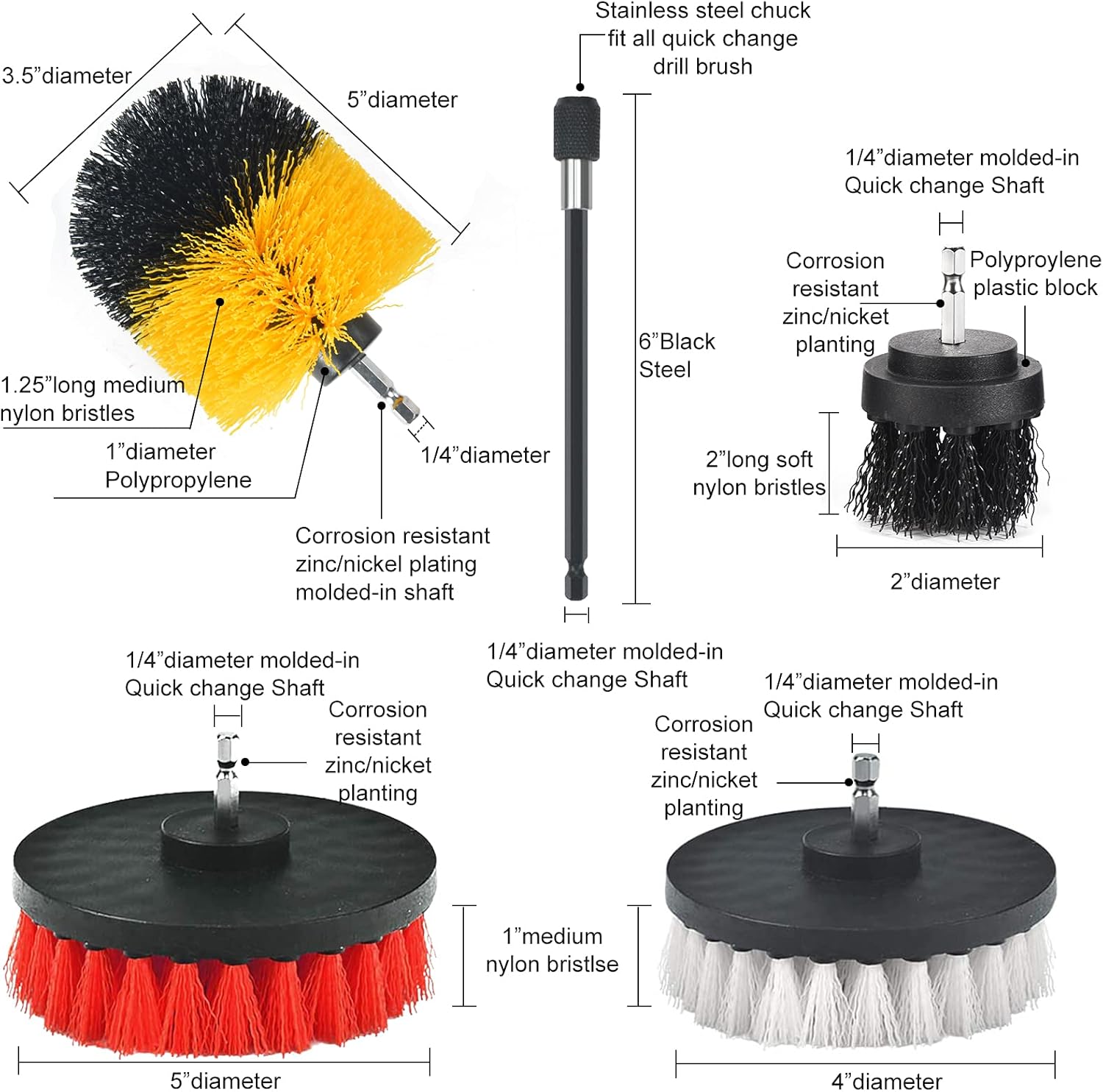 Shieldpro 45 Piece Drill Brush Attachment Set, All Purpose Power Clean Scrubber Brush, Scrub Pads & Sponge with Extend Long Attachment for Bathroom, Kitchen,Grout,Tub,Tile,Corners, Auto - Image 2