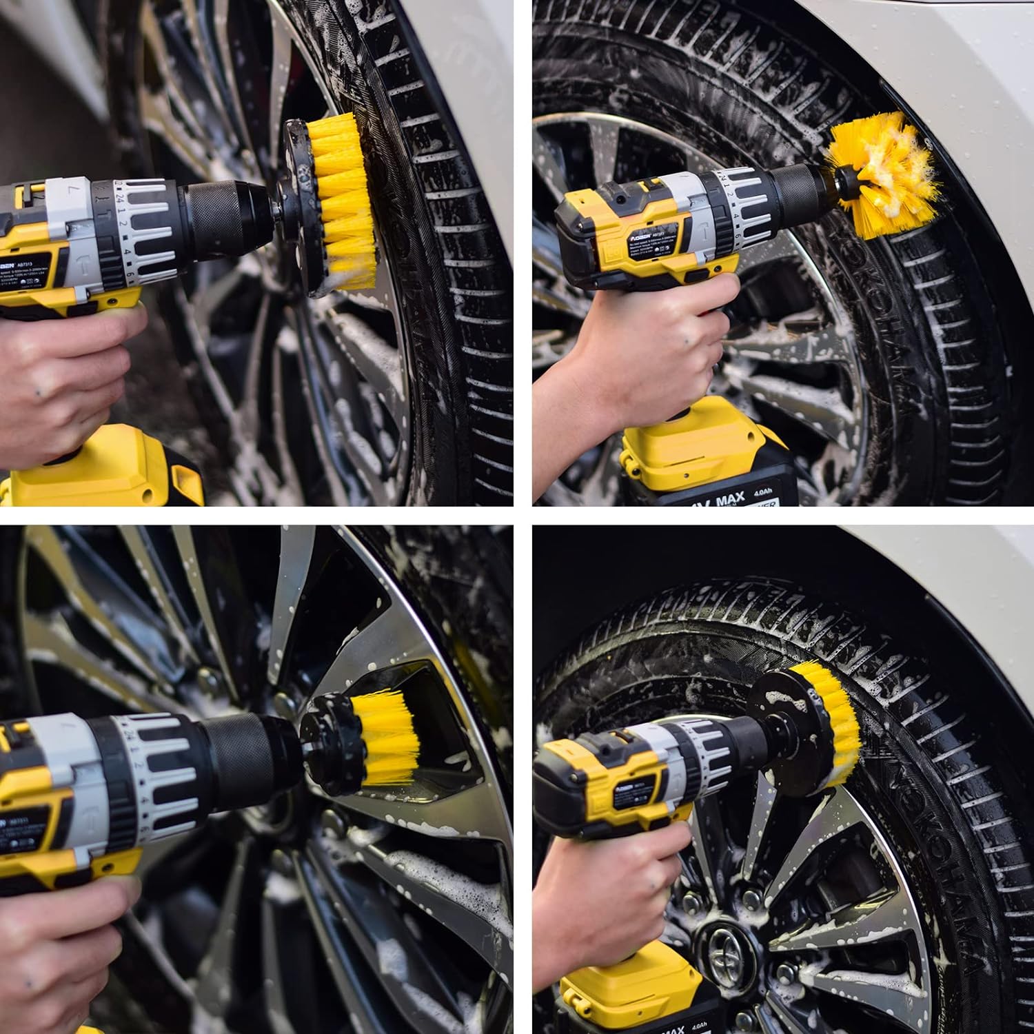 Shieldpro 45 Piece Drill Brush Attachment Set, All Purpose Power Clean Scrubber Brush, Scrub Pads & Sponge with Extend Long Attachment for Bathroom, Kitchen,Grout,Tub,Tile,Corners, Auto - Image 7