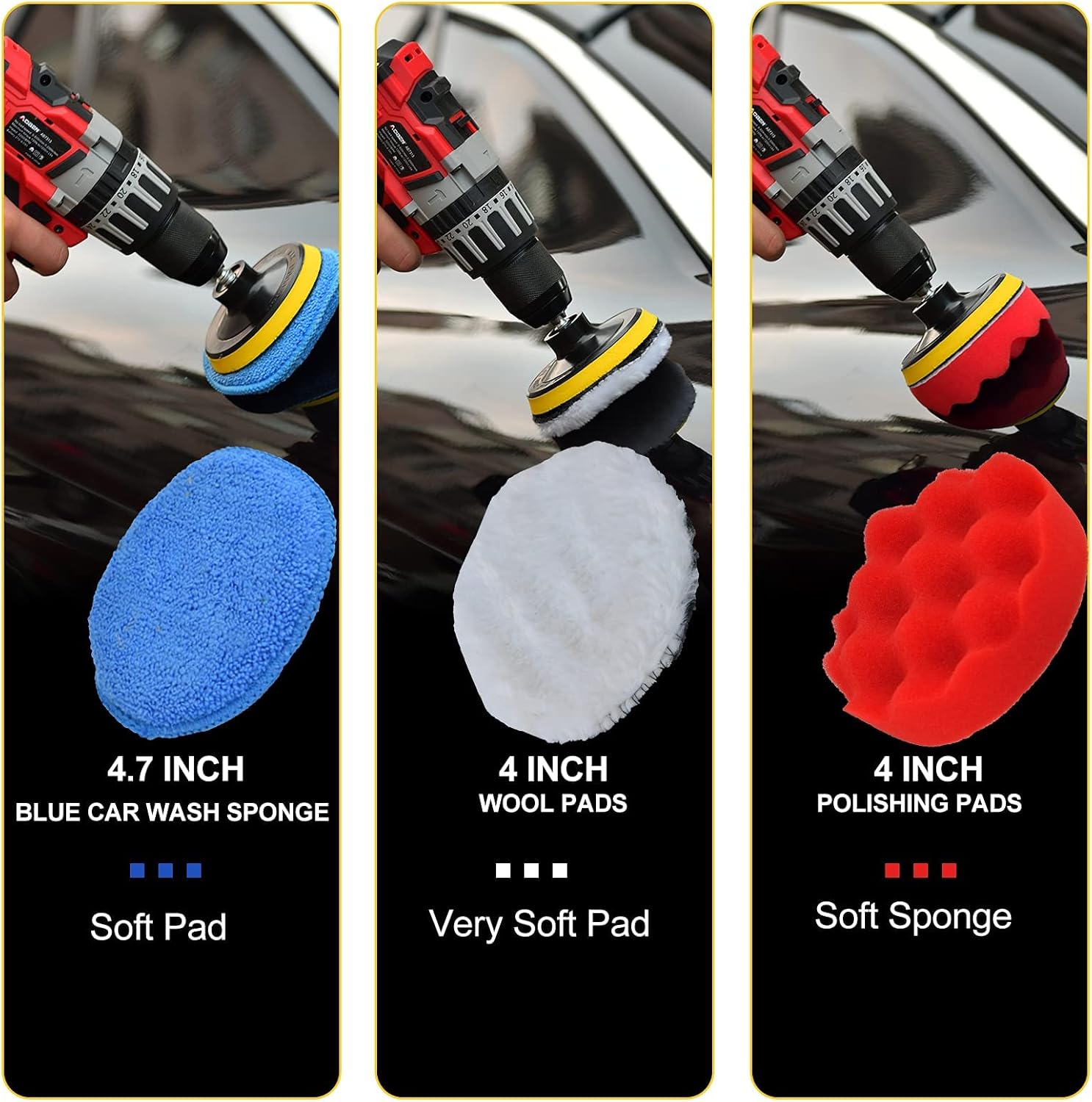 Shieldpro 45 Piece Drill Brush Attachment Set, All Purpose Power Clean Scrubber Brush, Scrub Pads & Sponge with Extend Long Attachment for Bathroom, Kitchen,Grout,Tub,Tile,Corners, Auto - Image 4