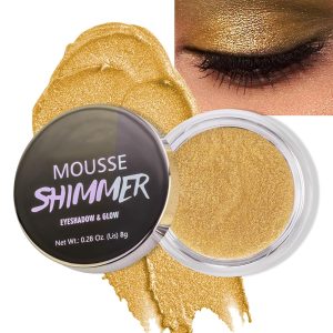 Shimmer Cream Eyeshadow, Ultra-Blendable Glitter Eye Shadow with Moisturizing Formula, Waterproof Long Lasting & Highly Pigmented, Single Creme Eyeshadow Metallic Highlighter Makeup for Women-05#Gold