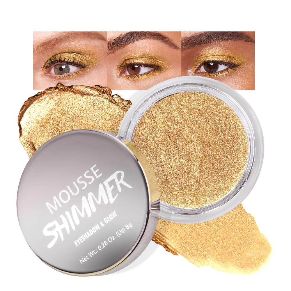 Shimmer eyeshadow,Glitter eyeshadow,Easy - Apply Powder for Eye & Face Highlighting, with Mermaid Shimmer(05#Golden Yellow, 1 Count (Pack of 1))