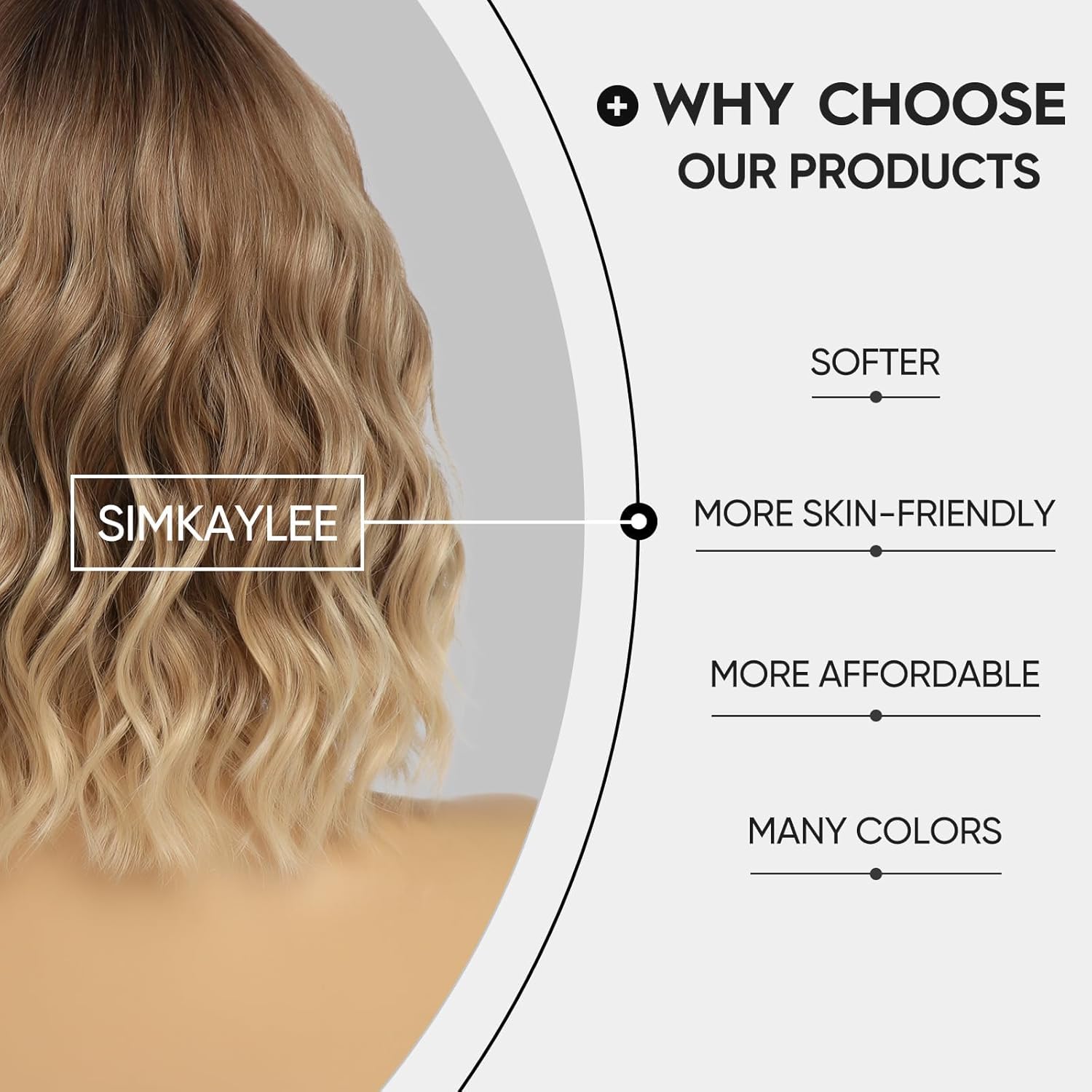 Short Ombre Blonde Wavy Wig for Women 14 Inch Shoulder Length Middle Part Curly Wavy Bob Wig Natural Looking Synthetic Heat Resistant Fiber Wig for Daily Party Use - Image 5