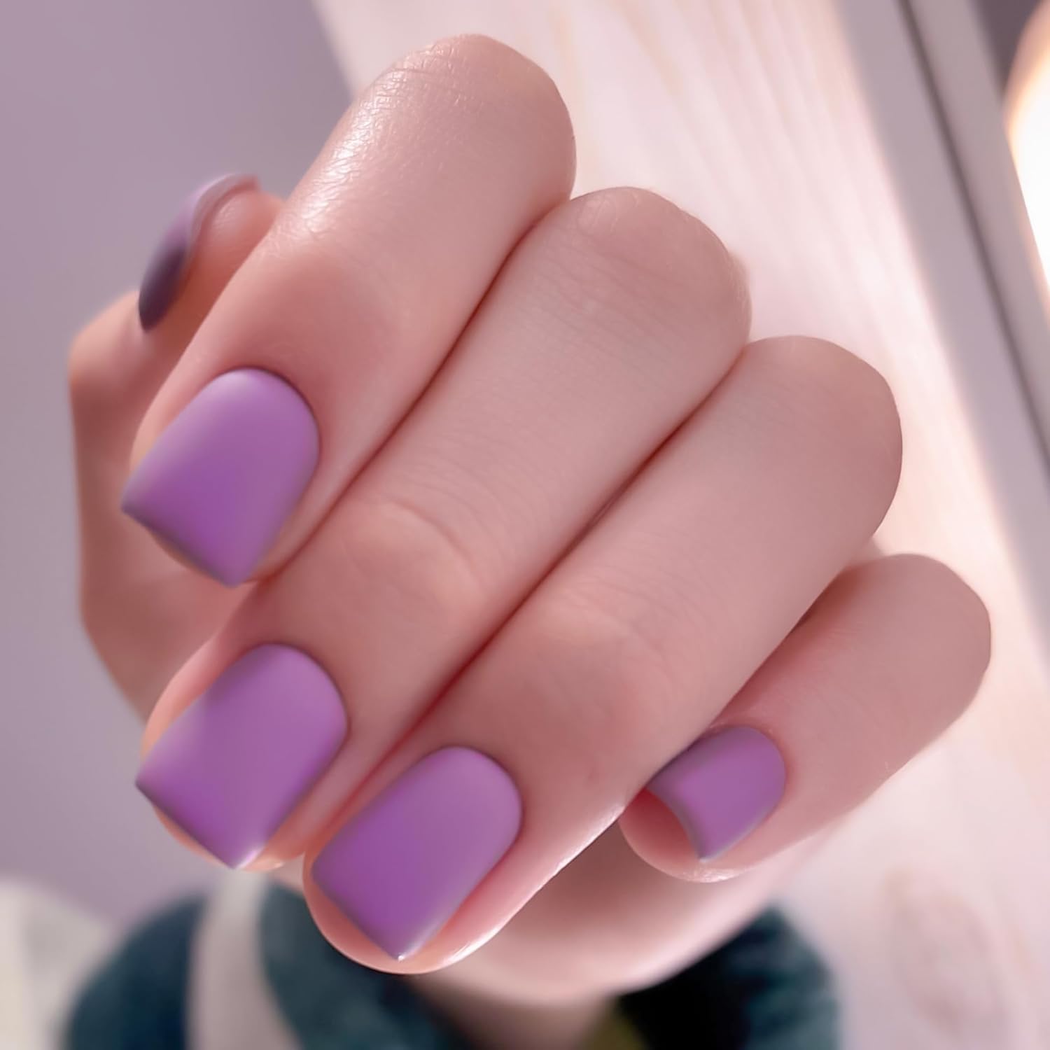 120 Pc Square Matte Purple Full Cover Press On Nails Kit for Women Girls Easy Application - Image 2