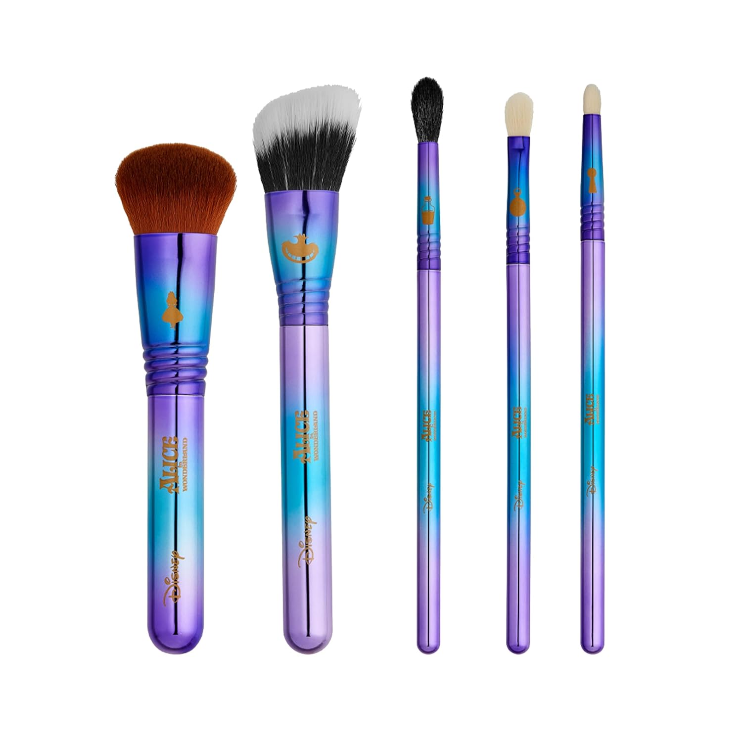 Sigma Beauty and Disney Makeup Brushes - Alice in Wonderland Brush Set - Includes 2 Face Brushes and 3 Eye Shadow Brushes - Hypoallergenic Brush Set for Seamless Blending and Application + Beauty Bag - Image 2