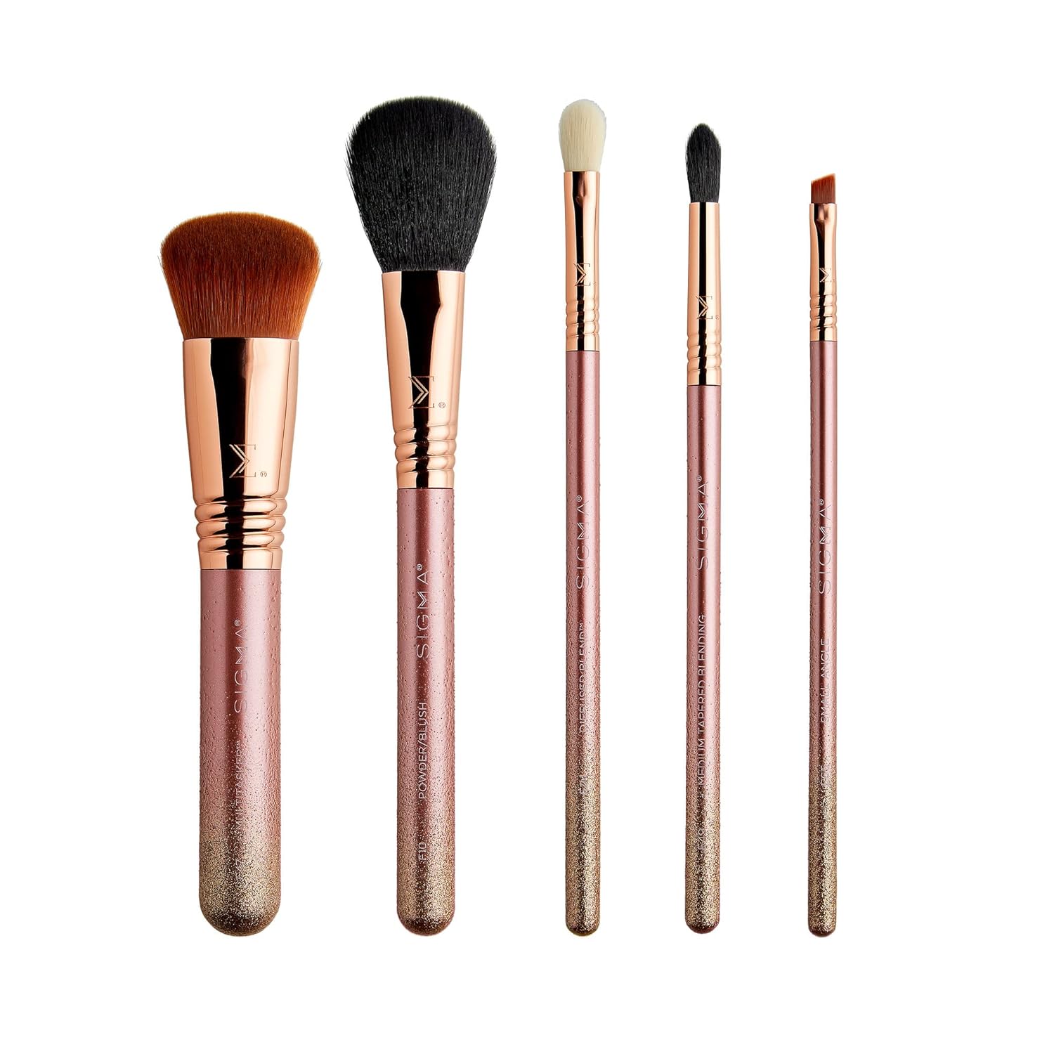 Sigma Beauty Modern Beauty Makeup Brush Set – Set of 5 Face and Eye Makeup Brushes for Eyeshadow, Blending Setting, Highlighting, Concealing & Contouring, Includes Rose Colored Small Makeup Bag - Image 2