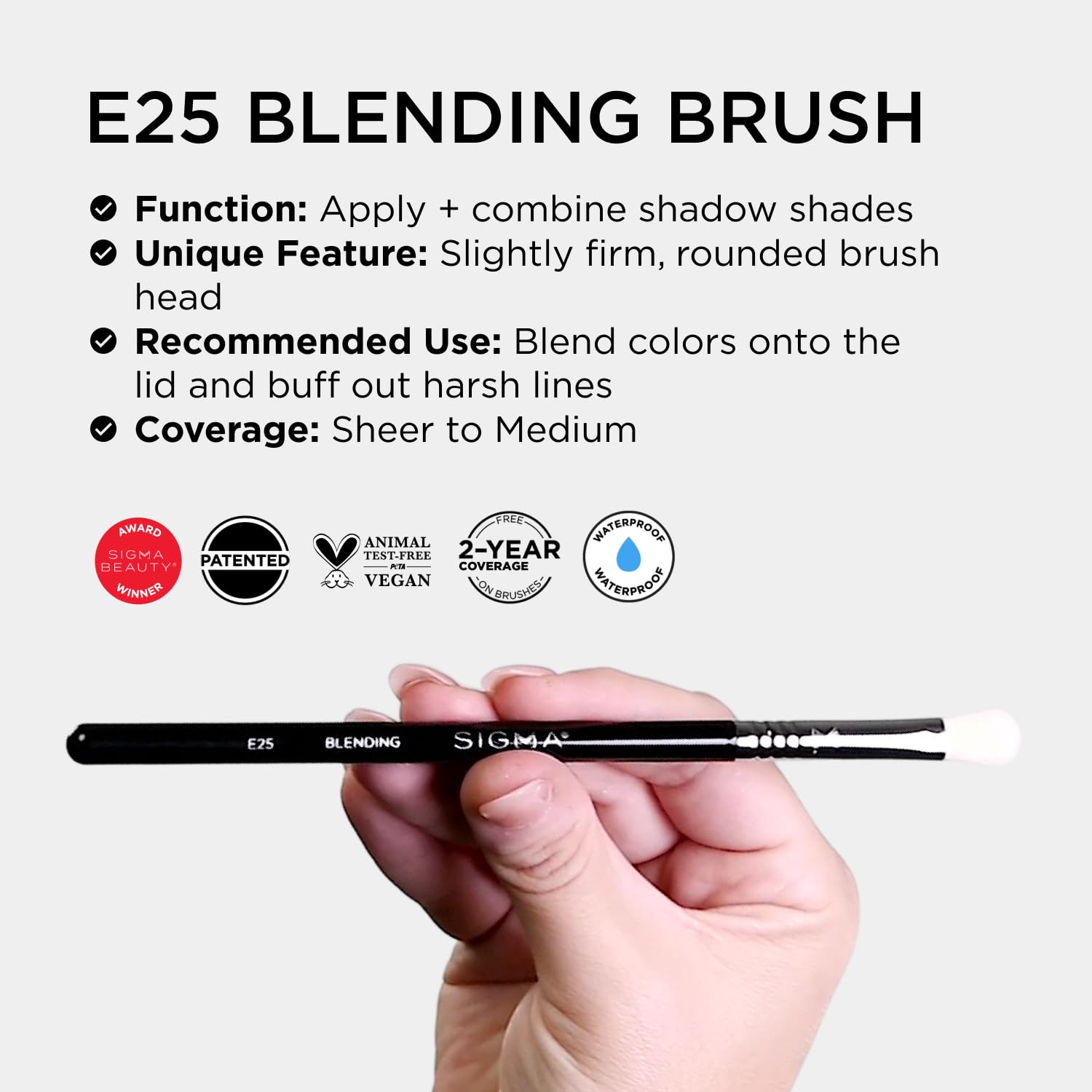Sigma Beauty Professional E25 Eyeshadow Blending Brush – Professional Eyeshadow Brush for Seamless Eyeshadow Blending, Softens Dramatic Edges & Harsh Lines for a Well Blended Effect (1 Brush) - Image 5