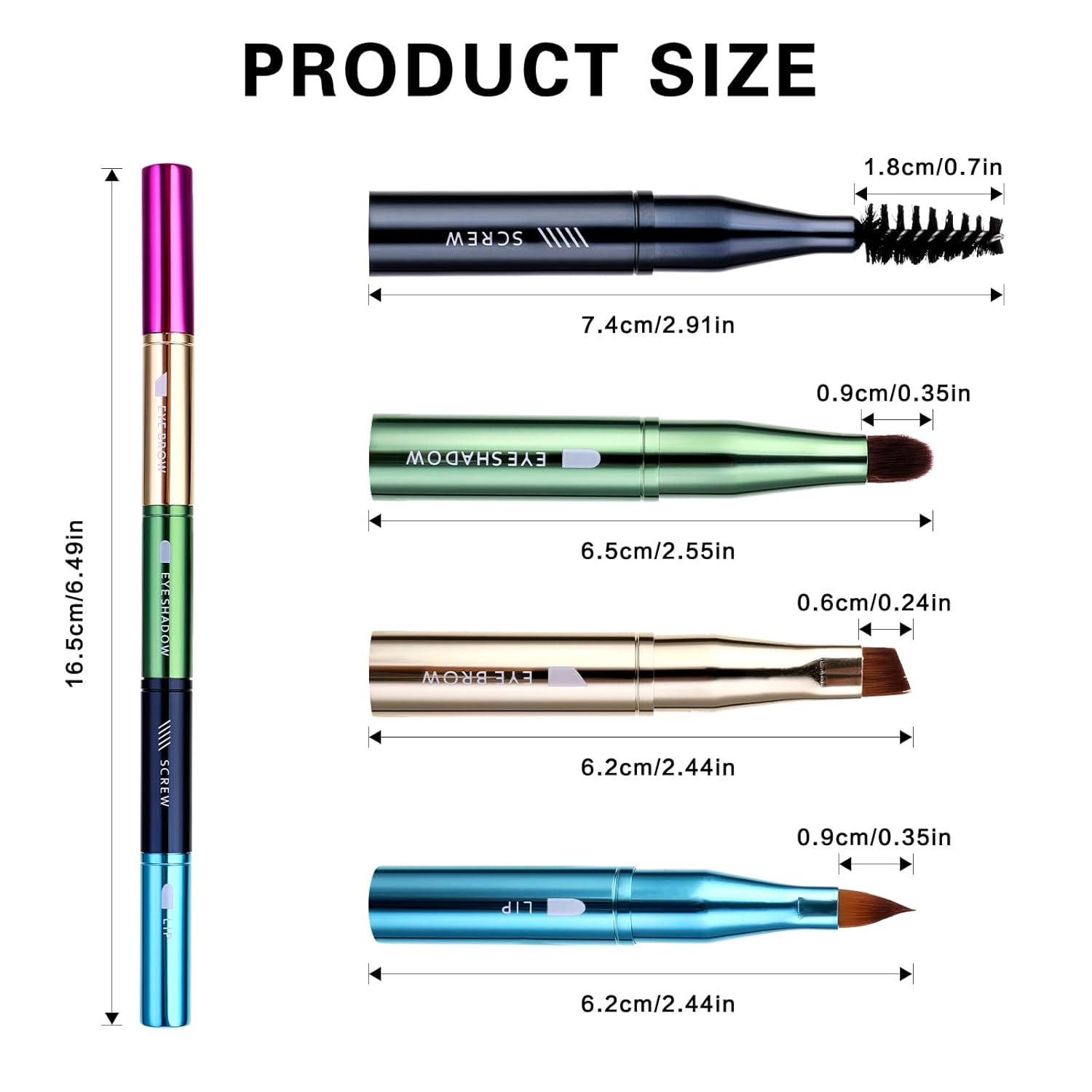 Simarro 4 in 1 Makeup Brush Set, Portable Travel Size Make Up Brushes - Detachable Eyeshadow, Eyebrow, Screw, Lip Brush for Foundation, Concealer, Powder Liquid (Multicolor) - Image 4