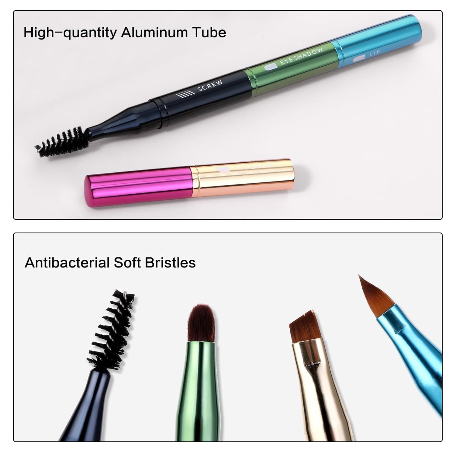 Simarro 4 in 1 Makeup Brush Set, Portable Travel Size Make Up Brushes - Detachable Eyeshadow, Eyebrow, Screw, Lip Brush for Foundation, Concealer, Powder Liquid (Multicolor) - Image 5