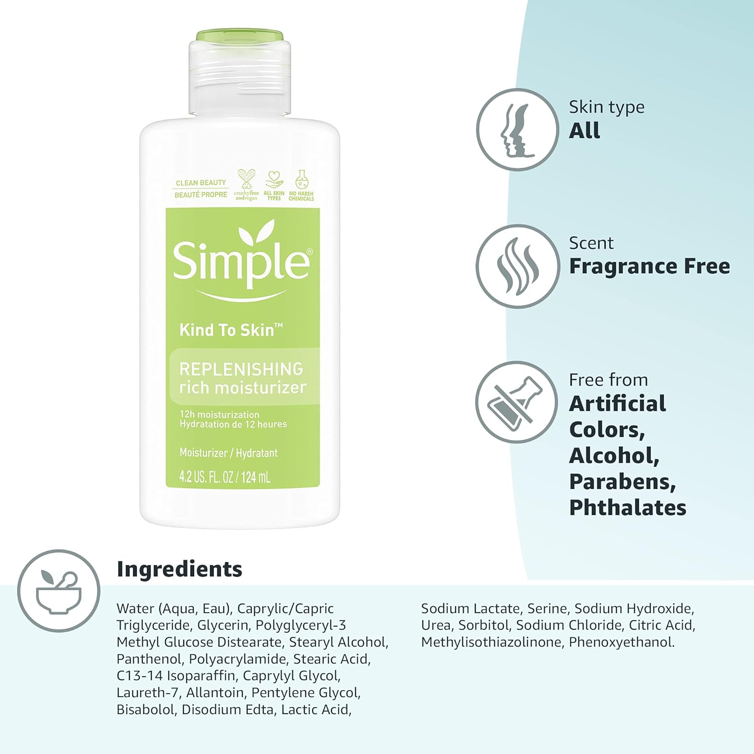Simple Kind to Skin Face Moisturizer For Sensitive Skin Replenishing Rich 12-Hour Moisturization for All Skin Types 4.2 oz - Image 11