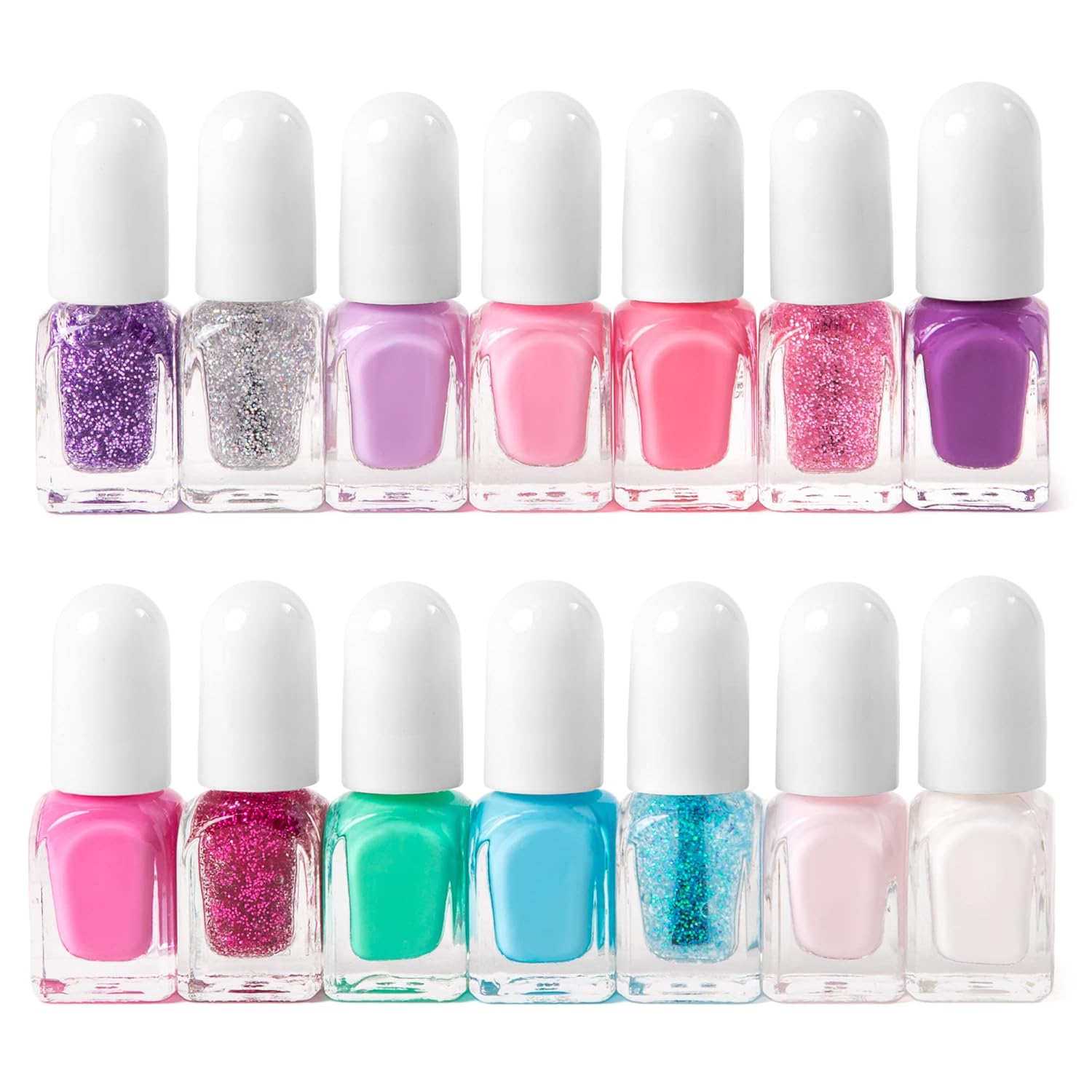 SIMPLE PLEASURES 14- Unicorn Glitter Kids Nail Polish Set for Girls – 14 Water-Based Non -Toxic Nail Art Kit - Gift Set for Girls Ages 7-12 - Image 3