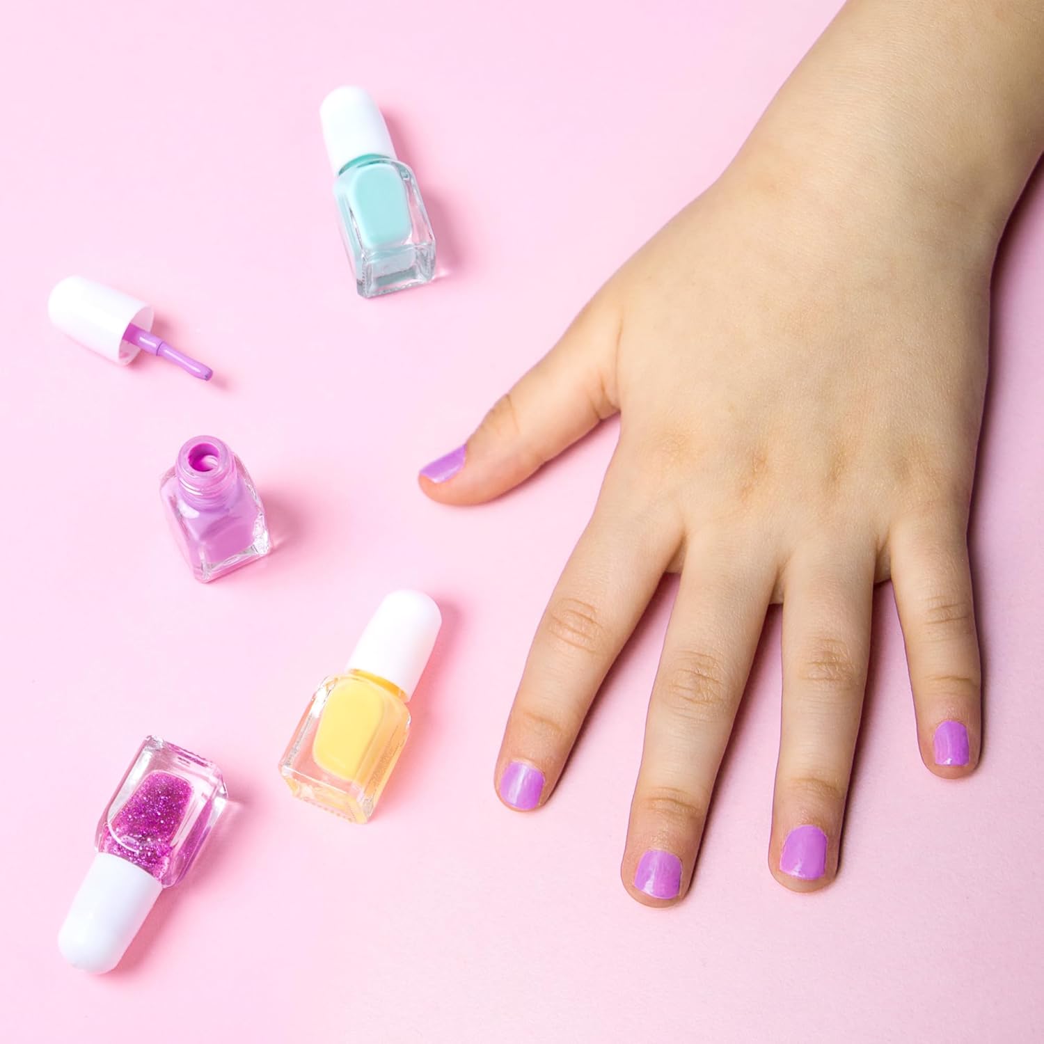 SIMPLE PLEASURES 14- Unicorn Glitter Kids Nail Polish Set for Girls – 14 Water-Based Non -Toxic Nail Art Kit - Gift Set for Girls Ages 7-12 - Image 9