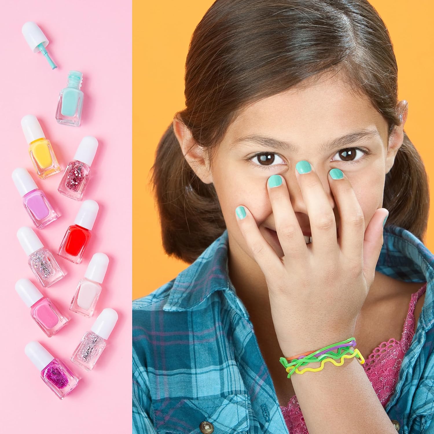 SIMPLE PLEASURES 14- Unicorn Glitter Kids Nail Polish Set for Girls – 14 Water-Based Non -Toxic Nail Art Kit - Gift Set for Girls Ages 7-12 - Image 8