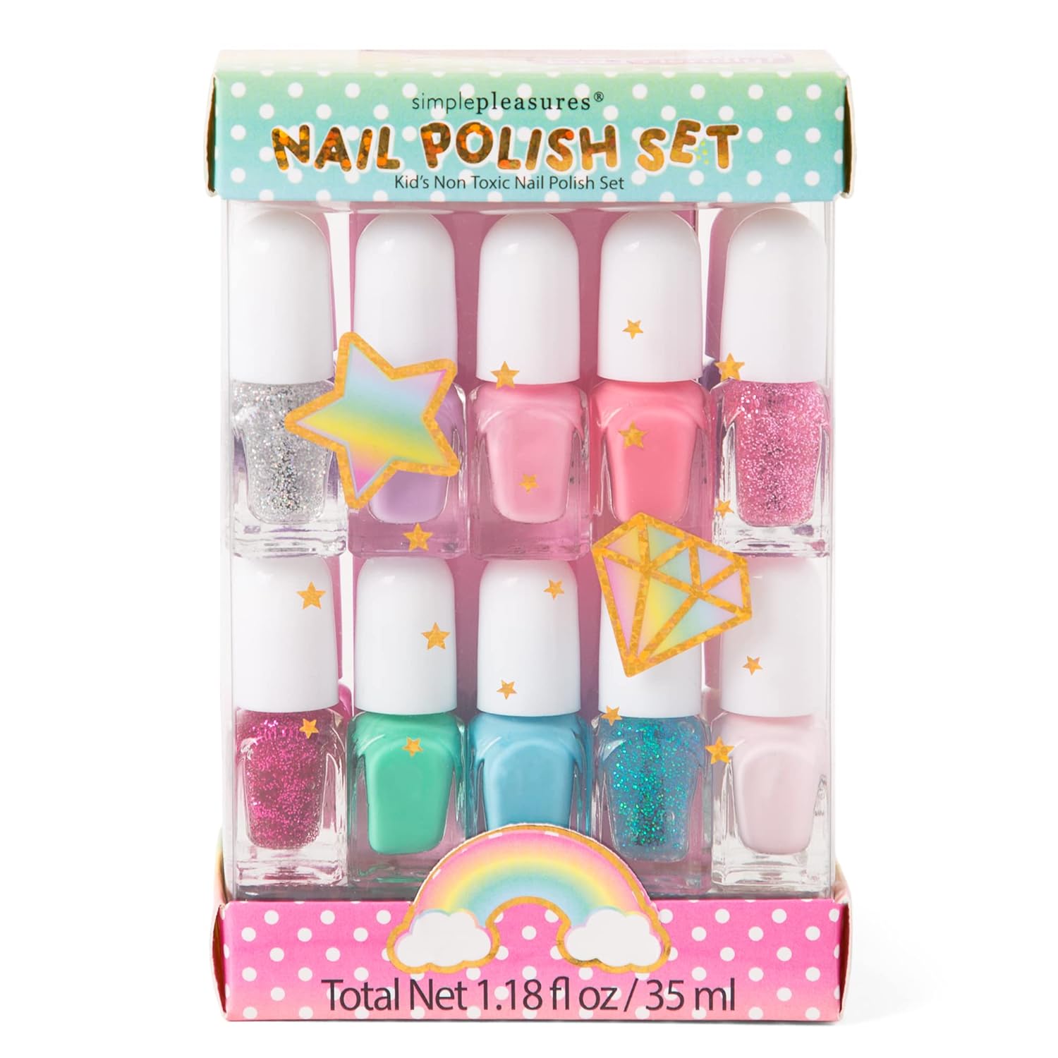 SIMPLE PLEASURES 14- Unicorn Glitter Kids Nail Polish Set for Girls – 14 Water-Based Non -Toxic Nail Art Kit - Gift Set for Girls Ages 7-12 - Image 7