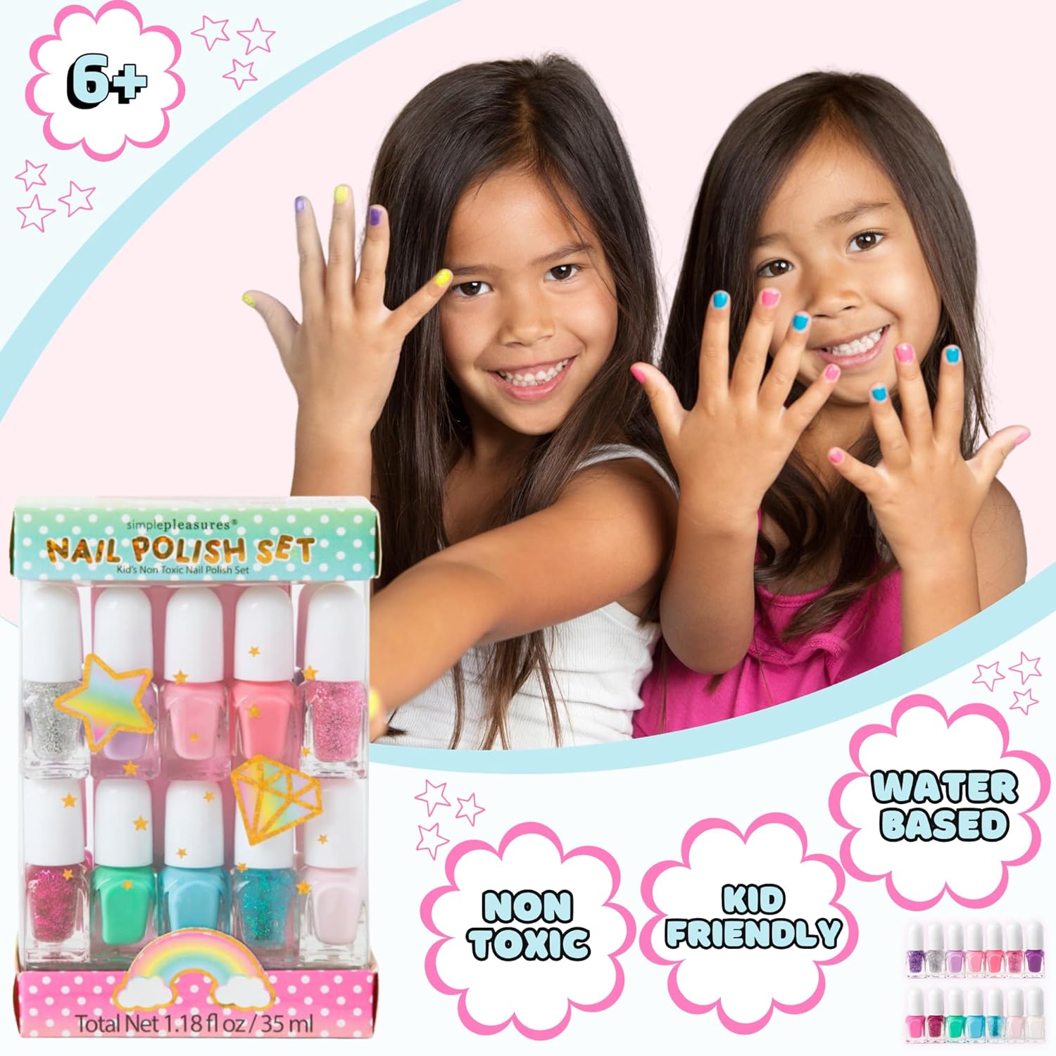 SIMPLE PLEASURES 14- Unicorn Glitter Kids Nail Polish Set for Girls – 14 Water-Based Non -Toxic Nail Art Kit - Gift Set for Girls Ages 7-12 - Image 6