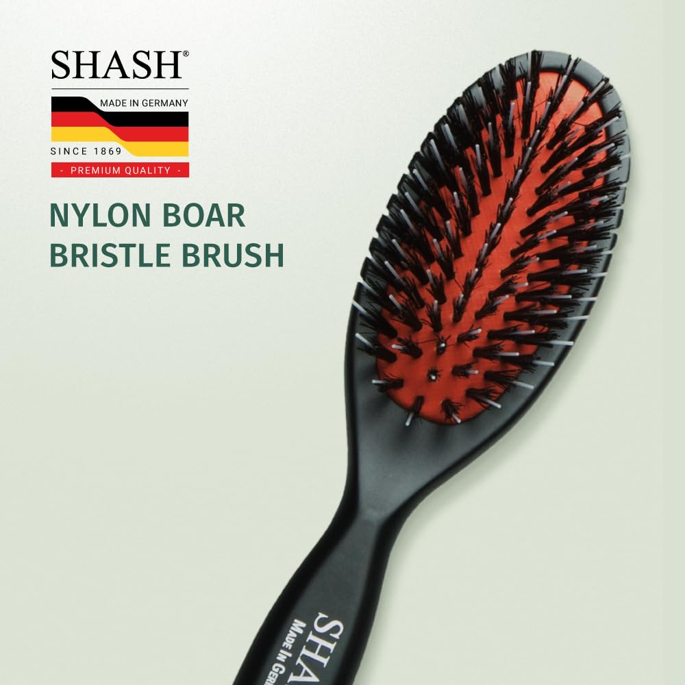Since 1869 Hand Made In Germany - Nylon Boar Bristle Brush Suitable For Normal to Thick Hair Gently Detangles, No Pulling or Split Ends - Softens Improves Hair Texture, Stimulates (Extra Small) - Image 9