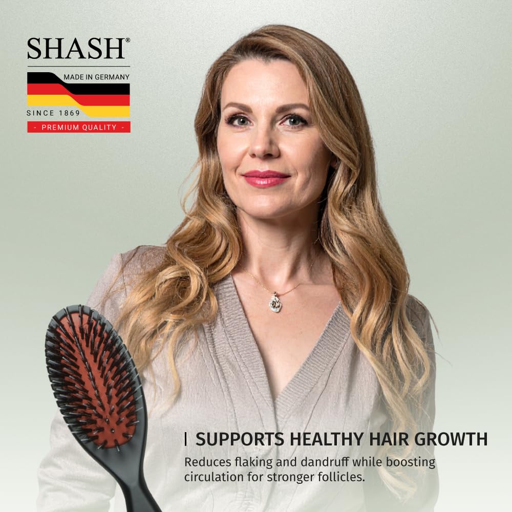 Since 1869 Hand Made In Germany - Nylon Boar Bristle Brush Suitable For Normal to Thick Hair Gently Detangles, No Pulling or Split Ends - Softens Improves Hair Texture, Stimulates (Extra Small) - Image 6
