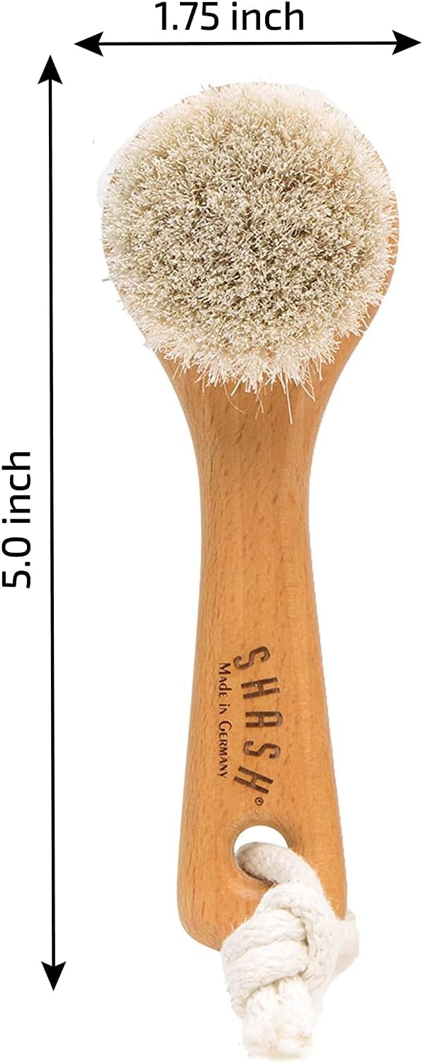 Since 1869 Hand Made in Germany - Sustainable Exfoliating Face Brush, Scrub Cleansing Brush, Exfoliates Skin to Help Reduce Flaking, Fine Lines, Supports Glowing Complexion (Medium Horse Hair Bristle) - Image 4