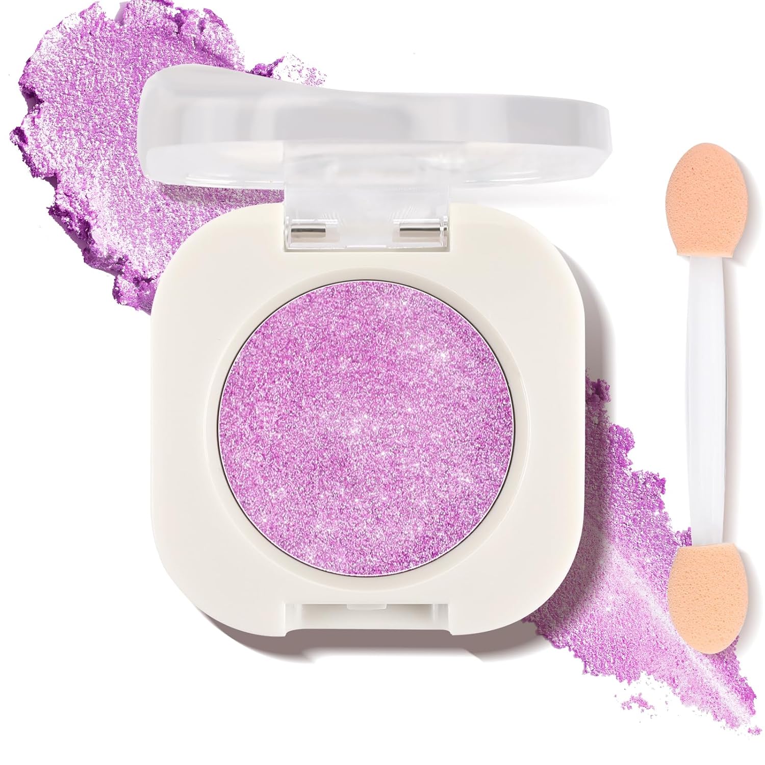 Single Glitter Eyeshadow with Brush, Purple Glow Eye-Shadow Palette Makeup Kit, Silky Fine Subtle Shimmer Eye Shadow with Lightweight & Ultra-Blendable Formula for Daily Eye Glitter Make-Up (#08)