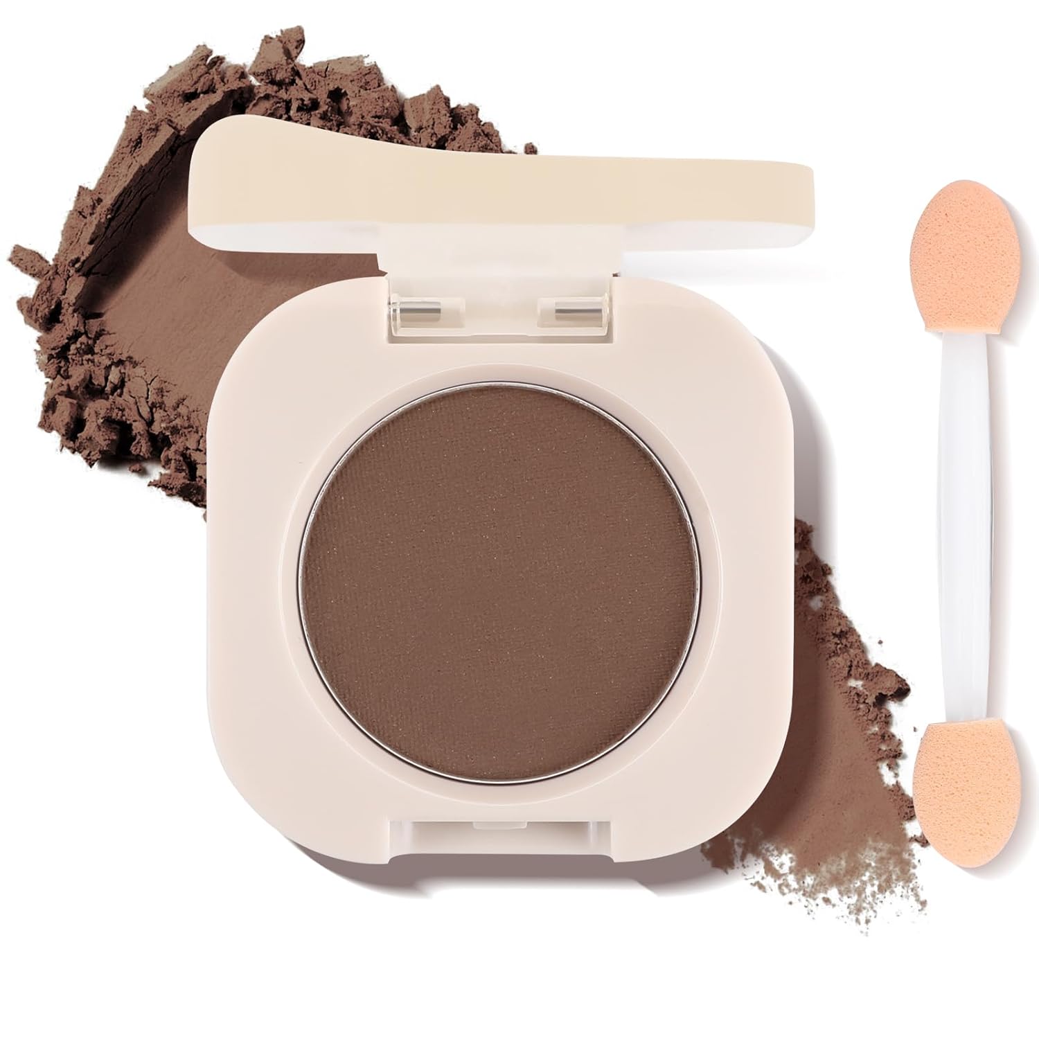 Single Matte Eyeshadow with Brush, Dark Brown Eye-Shadow Palette Makeup Kit, Silky Fine High Pigment Eye Shadow Powder with Lightweight & Ultra-Blendable Formula for Daily Natural Eye Make-Up (#07)