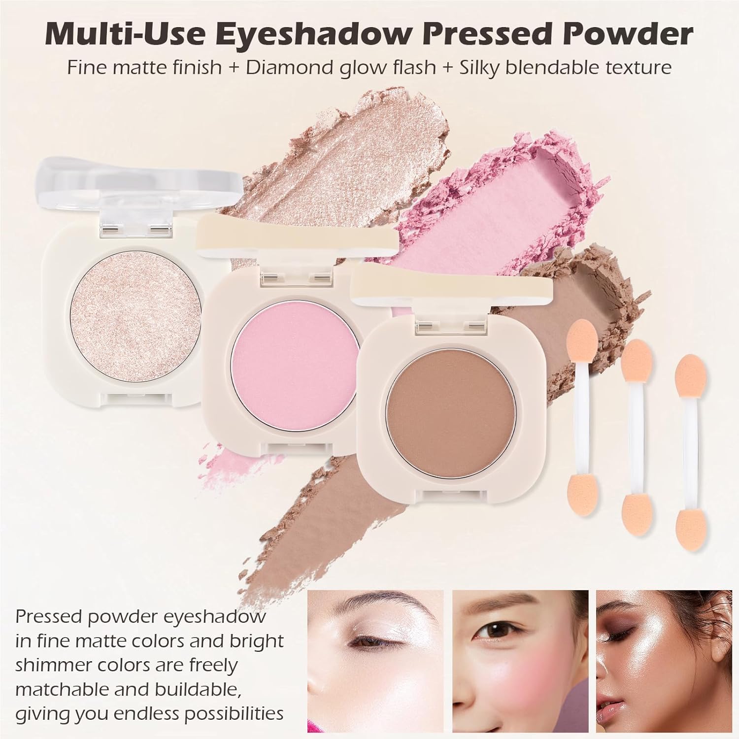 Single Matte Eyeshadow with Brush, Nude Beige Brown Eye-Shadow Palette Makeup Kit, Silky Fine Pressed Eye Shadow Powder with Lightweight & Ultra-Blendable Formula for Daily Natural Eye Make-Up (#06) - Image 5