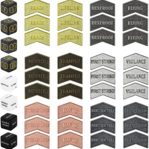 SIXPOINTS 44 Pieces Magic The Gathering Antique Metal Token & MTG Keyword/Counters Dice Setfor MTG CCG Card Gaming Accessories(44PCS-Keyword Counters & Dices Set)