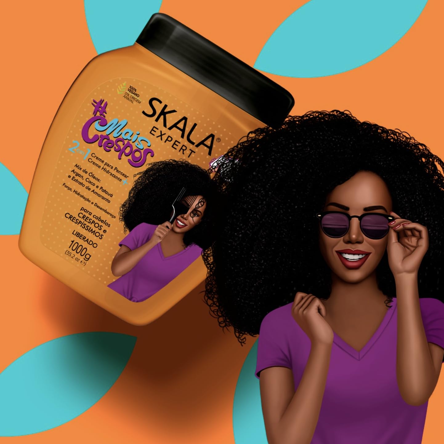 SKALA Mais Crespos Super Curly Hair Type 4ABC - Hydrate , Eliminate Frizz 2 IN 1 Conditioning Treatment Cream and Cream To Comb 35.2oz - Image 5