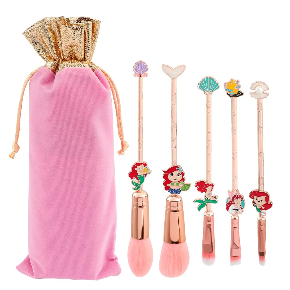 Snow White and Mermaid Makeup Brushes - Novelty Designed Classic Tales Theme Makeup Brush Set for Girls, Kawaii MakeupTool Gift for Women (Pink 2)