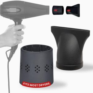 SnozzlePro Universal Hair Dryer Attachment Concentrator Nozzle Replacement and Silicone Nozzle Adapter - Fits Most Blow Dryer Nozzle Diameters from 1.5” to 2.25” (2-Piece Set)
