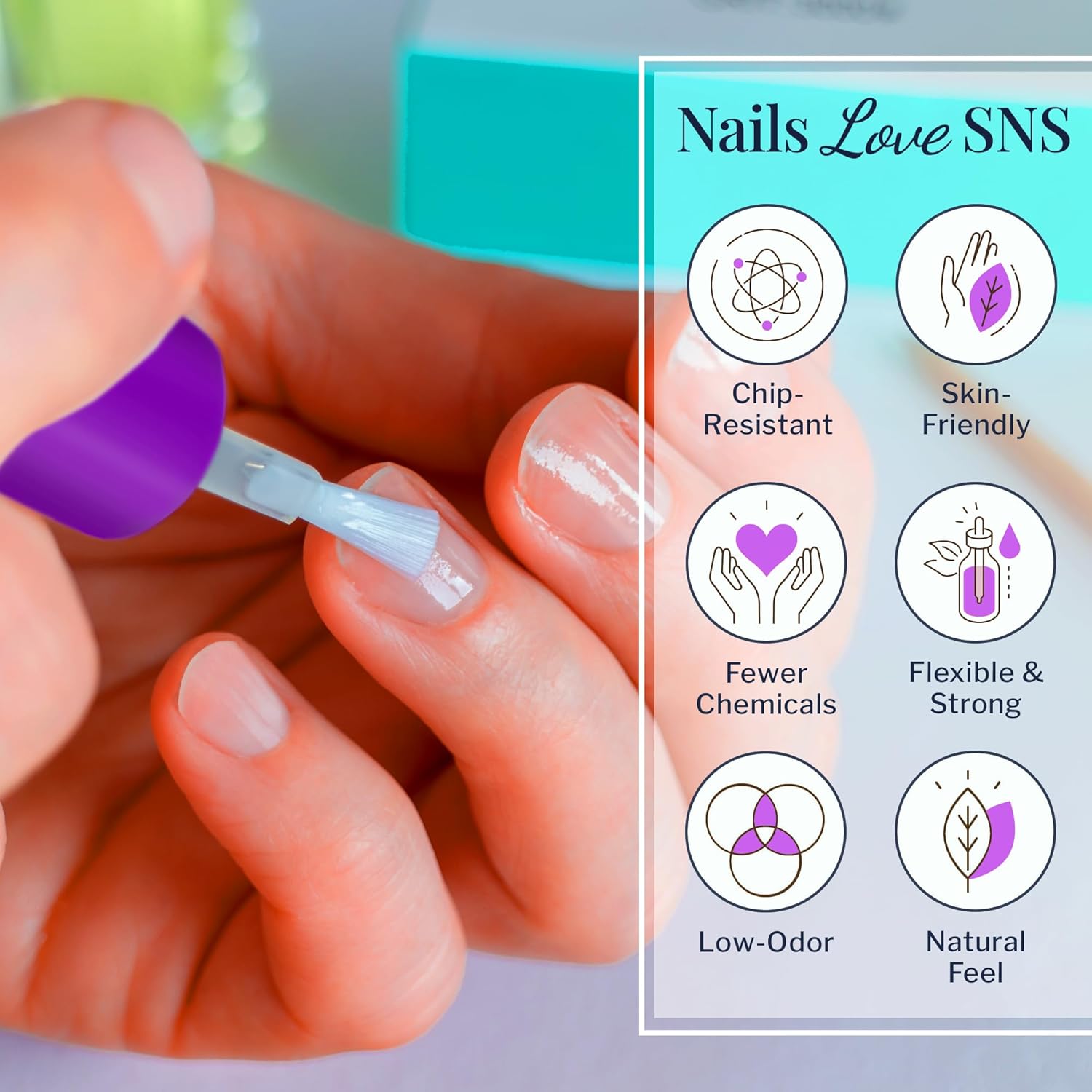 SNS Base Coat Nail Polish for Nail Dip Powder, Super Gelous Base - Long-Lasting & Fast-Drying Nail Strengtheners Gel Base for Premium Colors - Low Odor & No UV Lamp Required - 0.5 oz. - Image 3