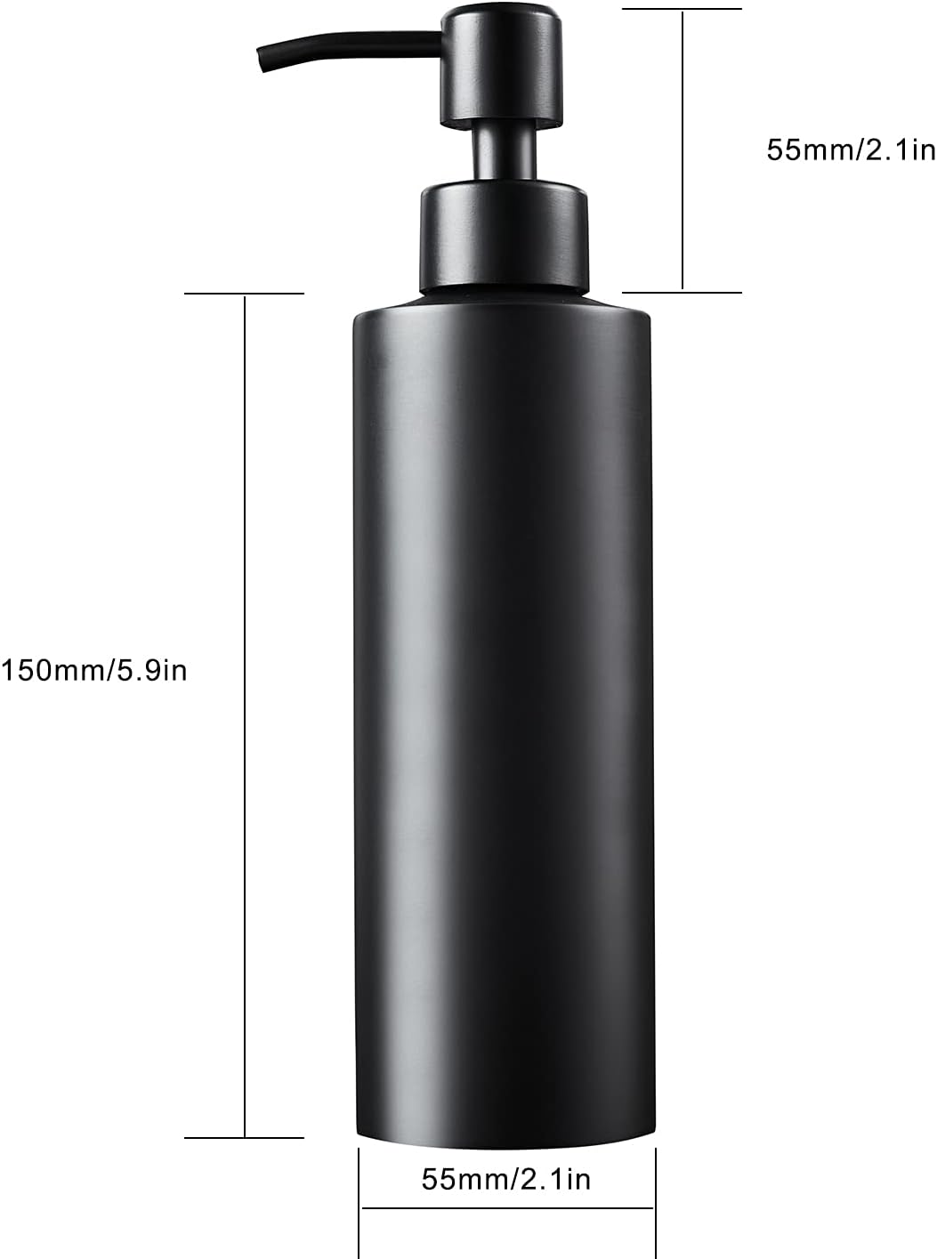 Soap Dispenser, Matte Black with Funnel and Non-Slip Coaster 304 Stainless Steel Metal Pump Hand Sanitizer Bottle for Bathroom, and Kitchen (12oz/350ml) - Image 3