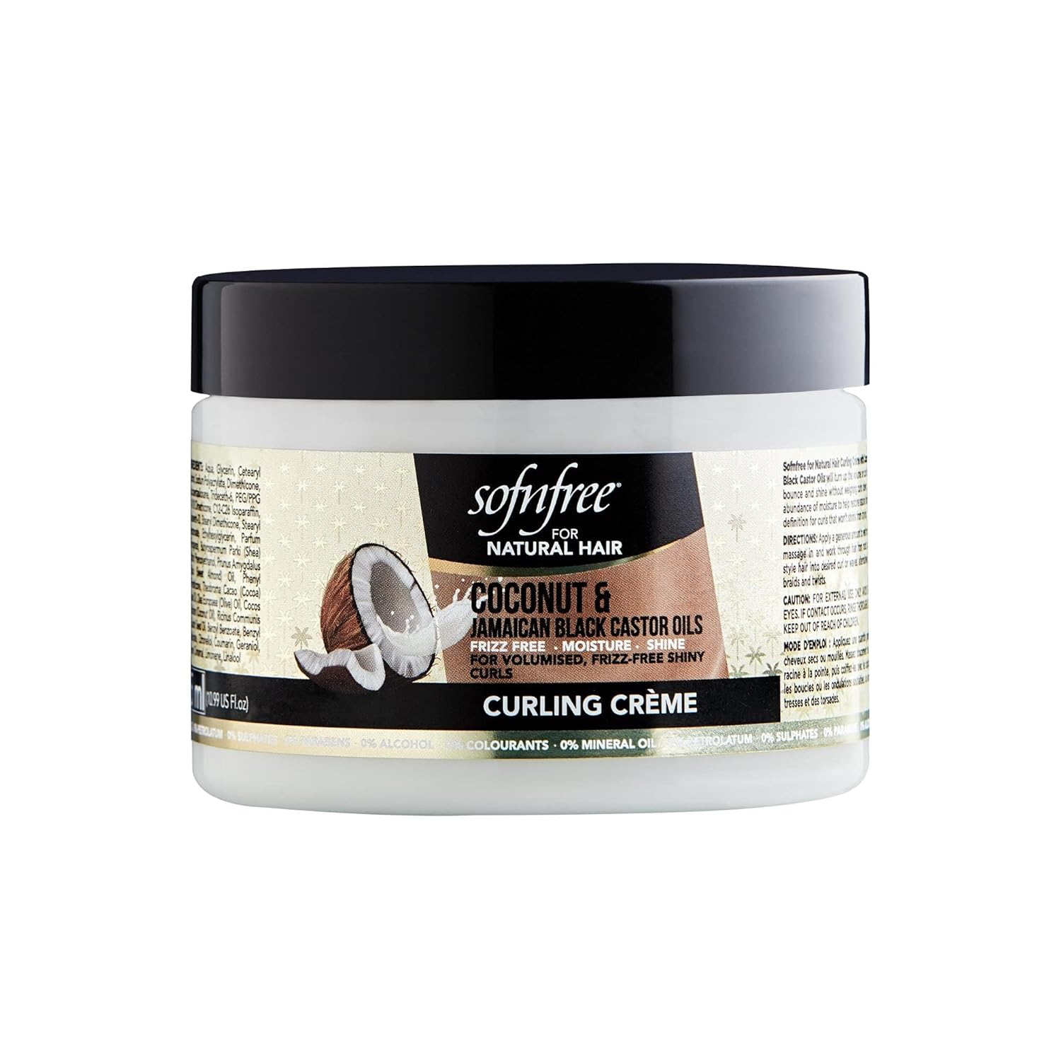 Sofn’free Coconut & Jamaican Black Castor Oil Curling Cream for Natural Hair - Volumizer & Hair Moisturizer for Coily & Curly Hair - 11 Fl Oz (Pack of 1)
