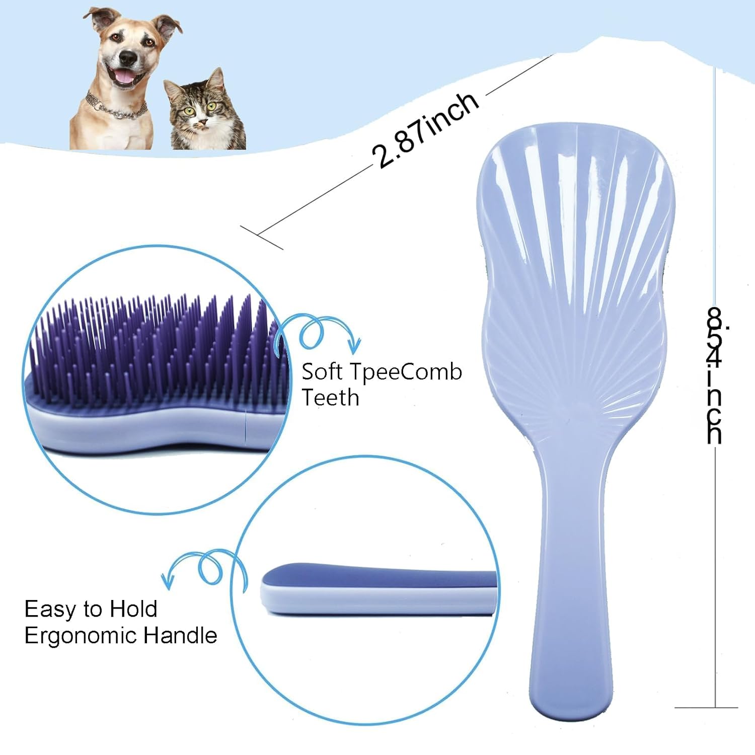 Soft Bristle Puppy Brush for Small Dogs - Gentle Grooming Brush for Shih Tzu, Yorkie, Maltese & Maltipoo. Effective Dog Hair Remover for Tangles & Shedding (Purple) - Image 2