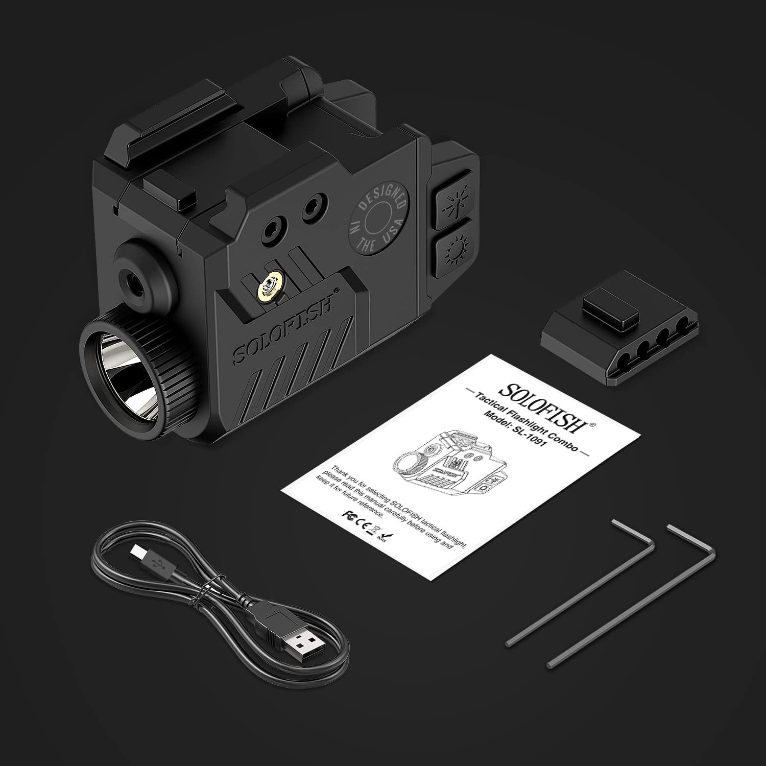 Solofish 800 Lumens Adjustable Pistol Light Laser Combo, Strobe Function Blue Laser and Tactical Light Fits for Full Size with Rail - Image 7