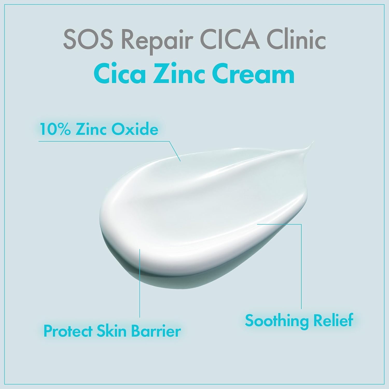 SOS Repair CICA Clinic Zinc Cream, 100,000ppm Zinc Oxide, Heal, Soothe Acne, Redness, Rosacea Treatment, Skin Barrier Repair, Moisture, Non-Comedogenic, Korean Skin care, 50g, 1.76 oz. - Image 4