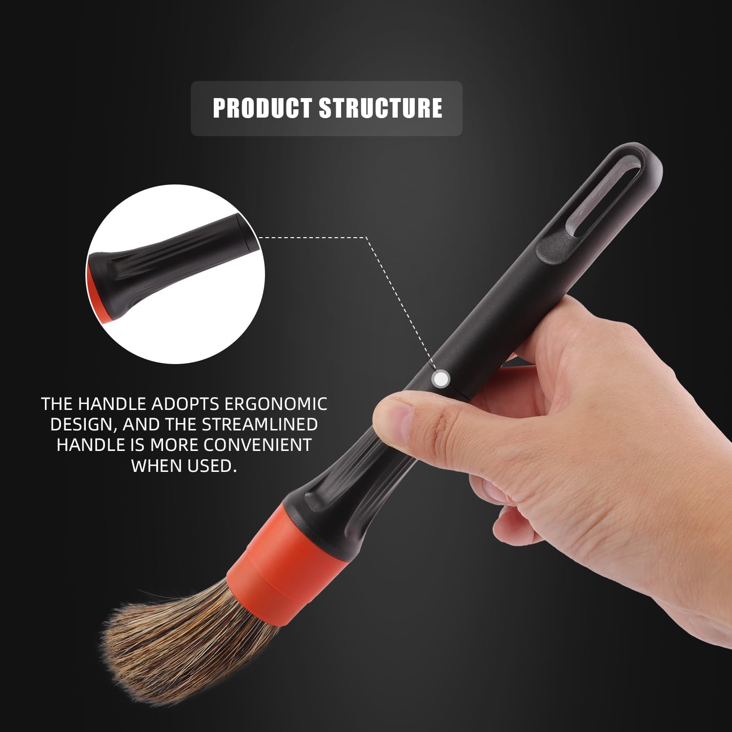 SPTA Car Drill Brush, Drill Brush Attachment 5Pcs Detachable Car Care Detailing Brush Set Soft No Scratch Boar Hair Detail Brush Car Care Detail Brush for Air Vent Automotive Interior Exterior -DF075 - Image 5