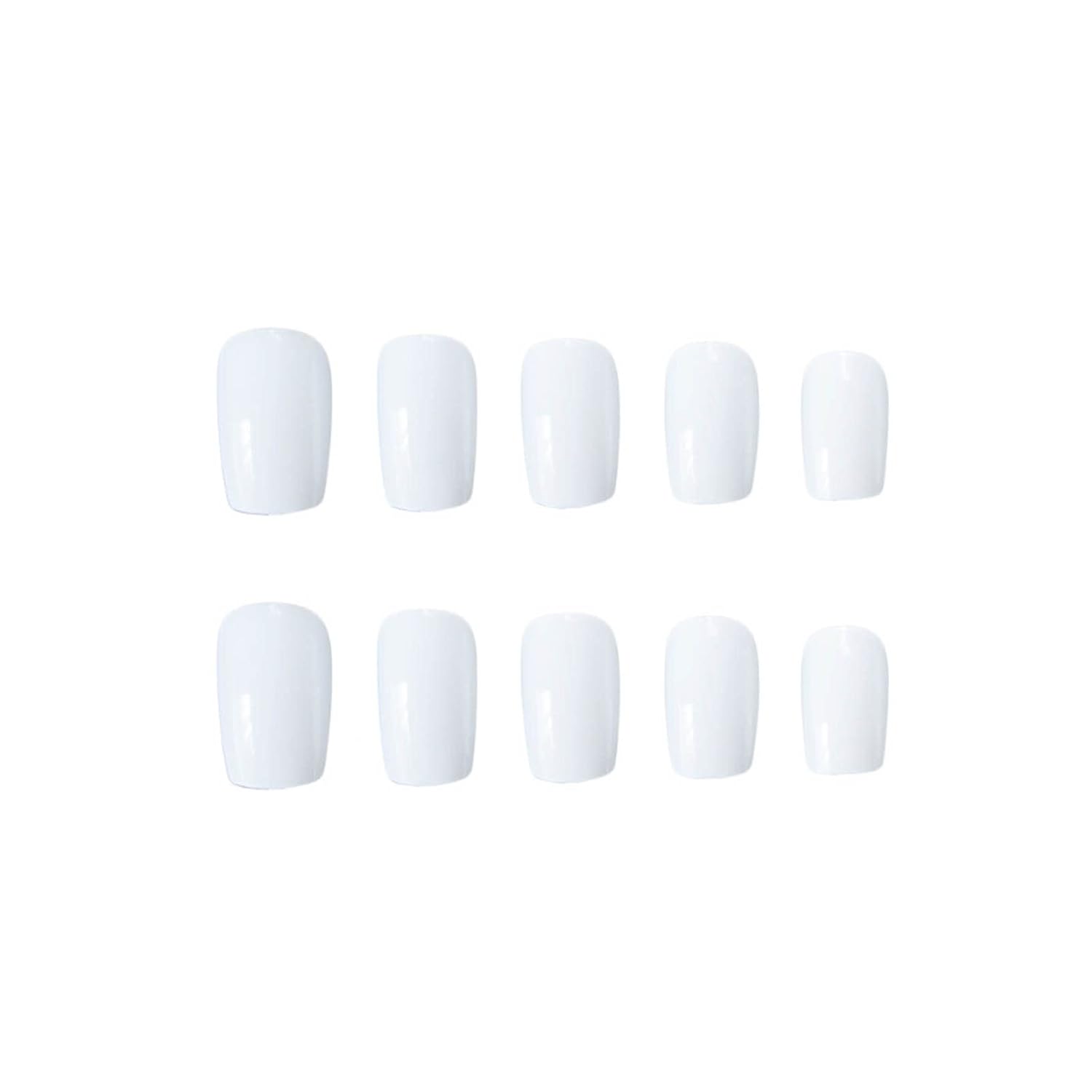 Square Press on Nails Short Fake Nails French Acrylic Full Cover False Nails for Women and Girls 24PCS (White square) - Image 2