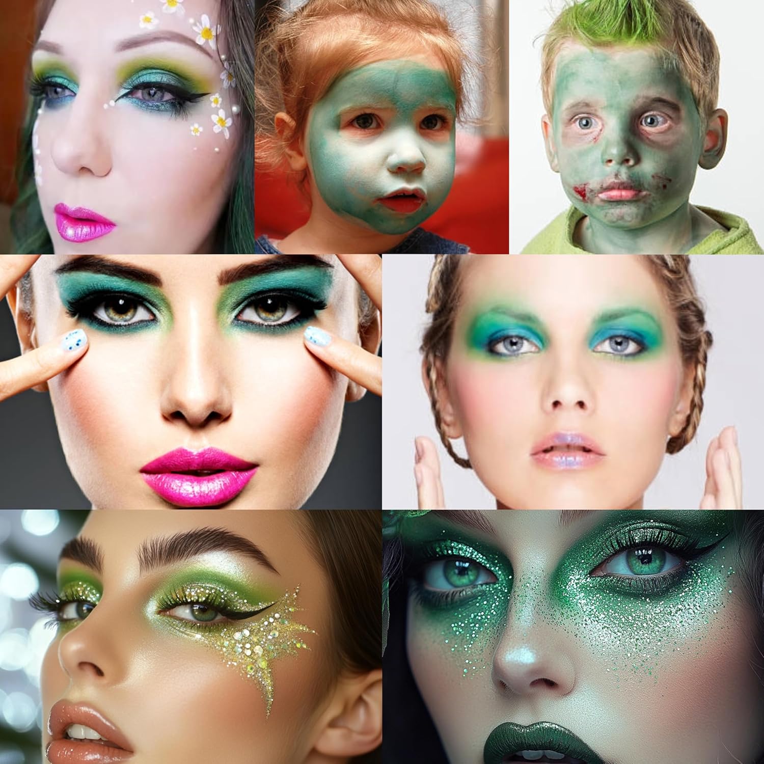 St Patricks Day Green Eyeshadow Palette, 9 Colors Green Glitter Matte Eyeshadow Makeup Palette, Bright Neon Green Eye Shadow, Highly Pigmented Waterproof Dark Green Eyeshadow Pallete - Image 6