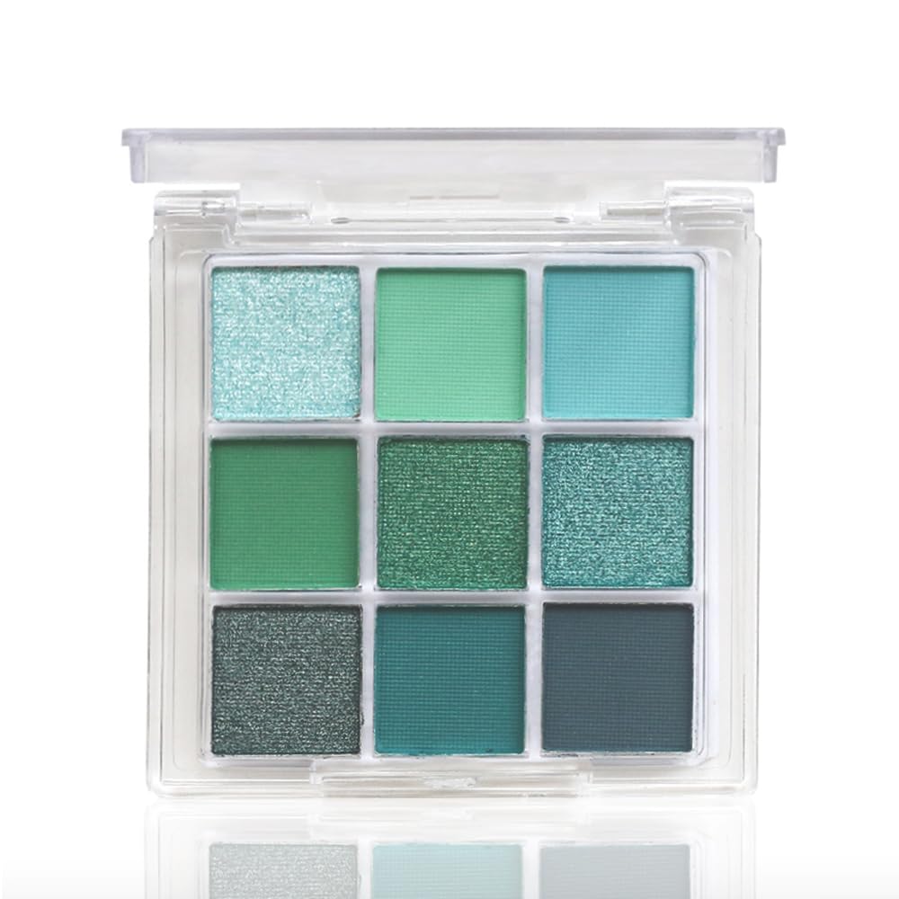 St Patricks Day Green Eyeshadow Palette, 9 Colors Green Glitter Matte Eyeshadow Makeup Palette, Bright Neon Green Eye Shadow, Highly Pigmented Waterproof Dark Green Eyeshadow Pallete